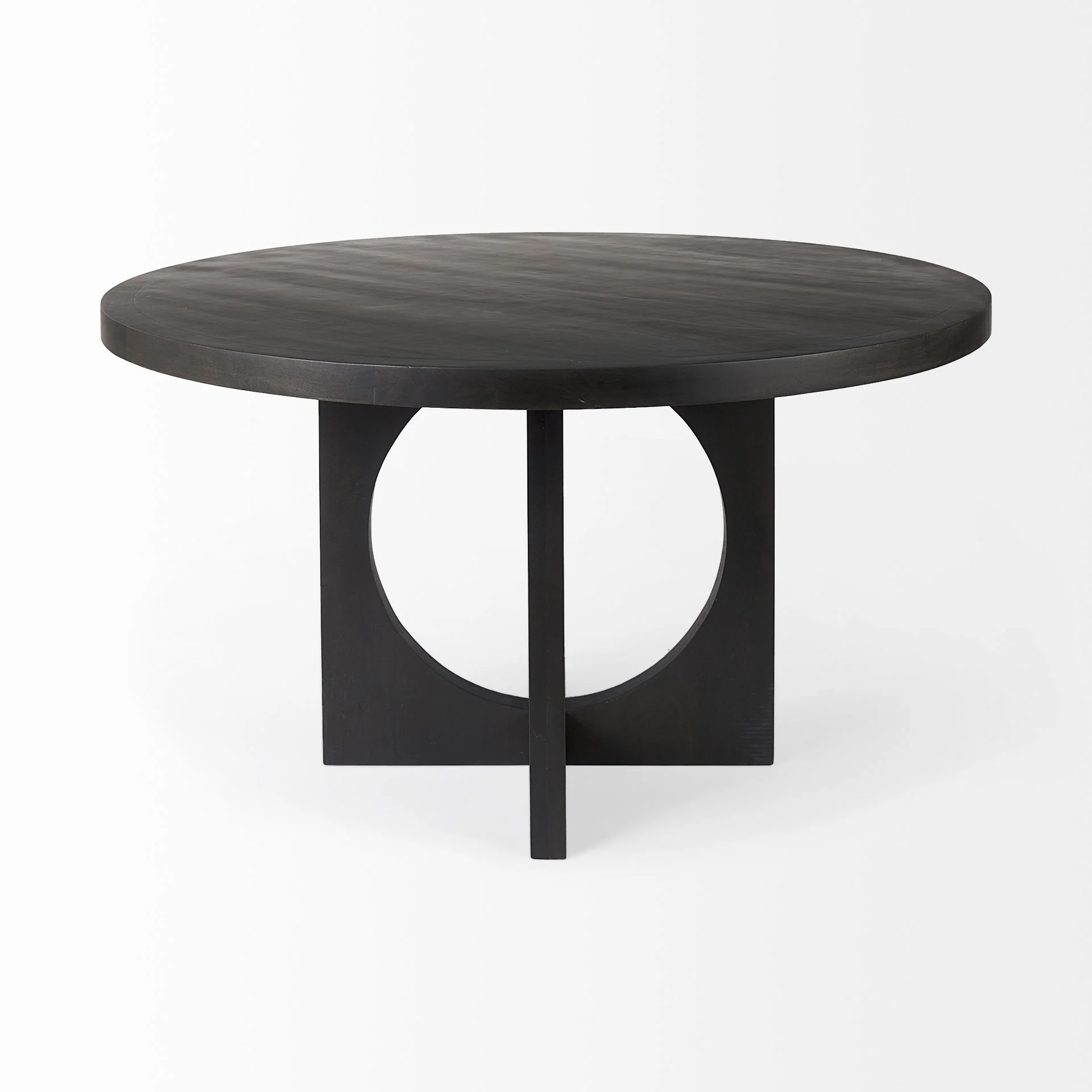 Black Wood Round Geometric Dining Table By Homeroots - Image 2