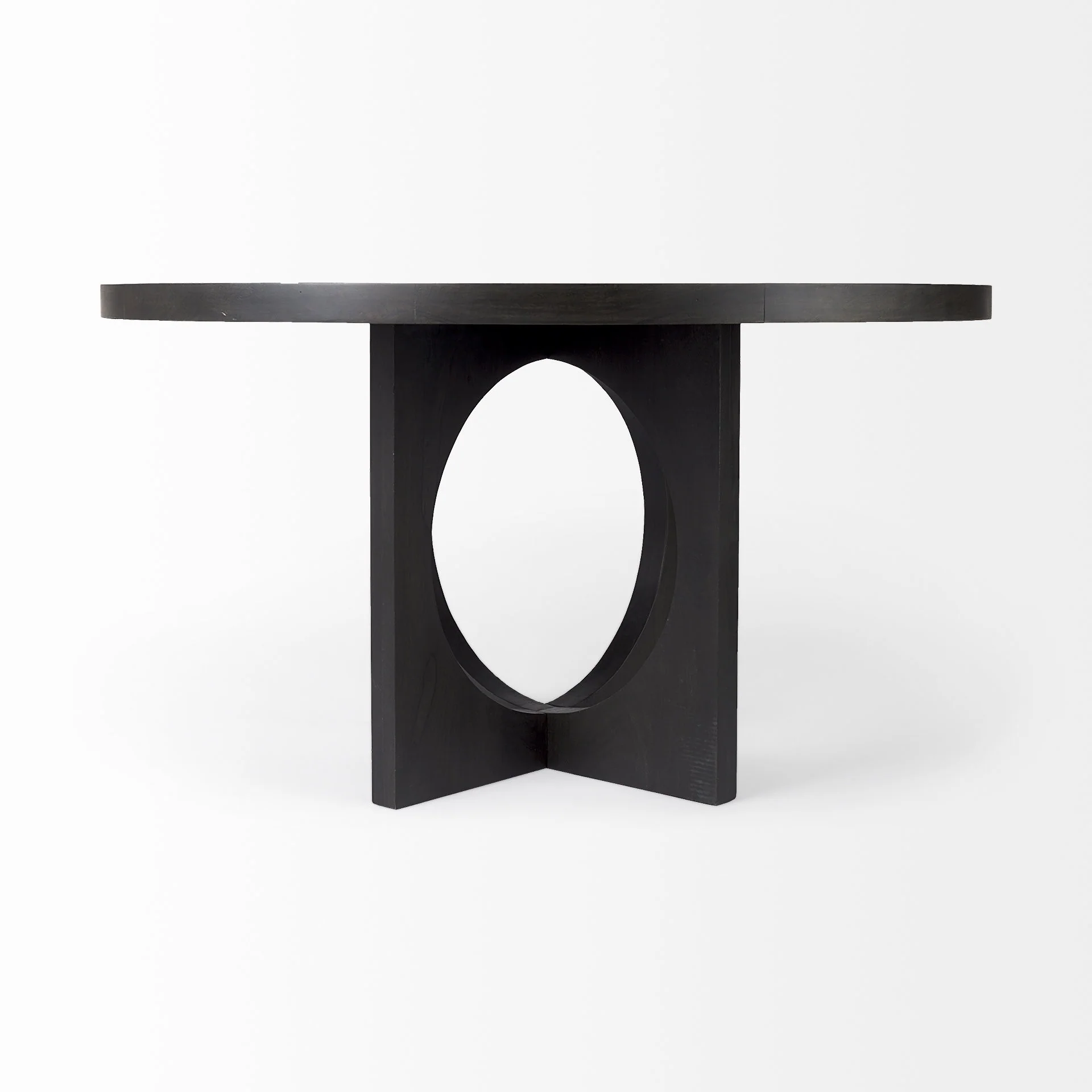 Black Wood Round Geometric Dining Table By Homeroots - Image 4