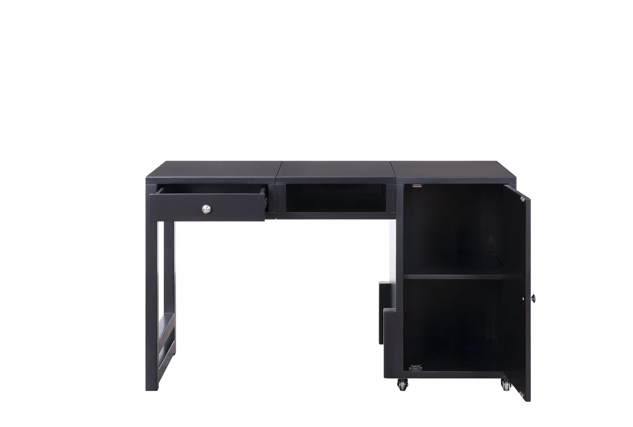 Black Wood Veneer Desk (Convertible) By Homeroots - Image 4