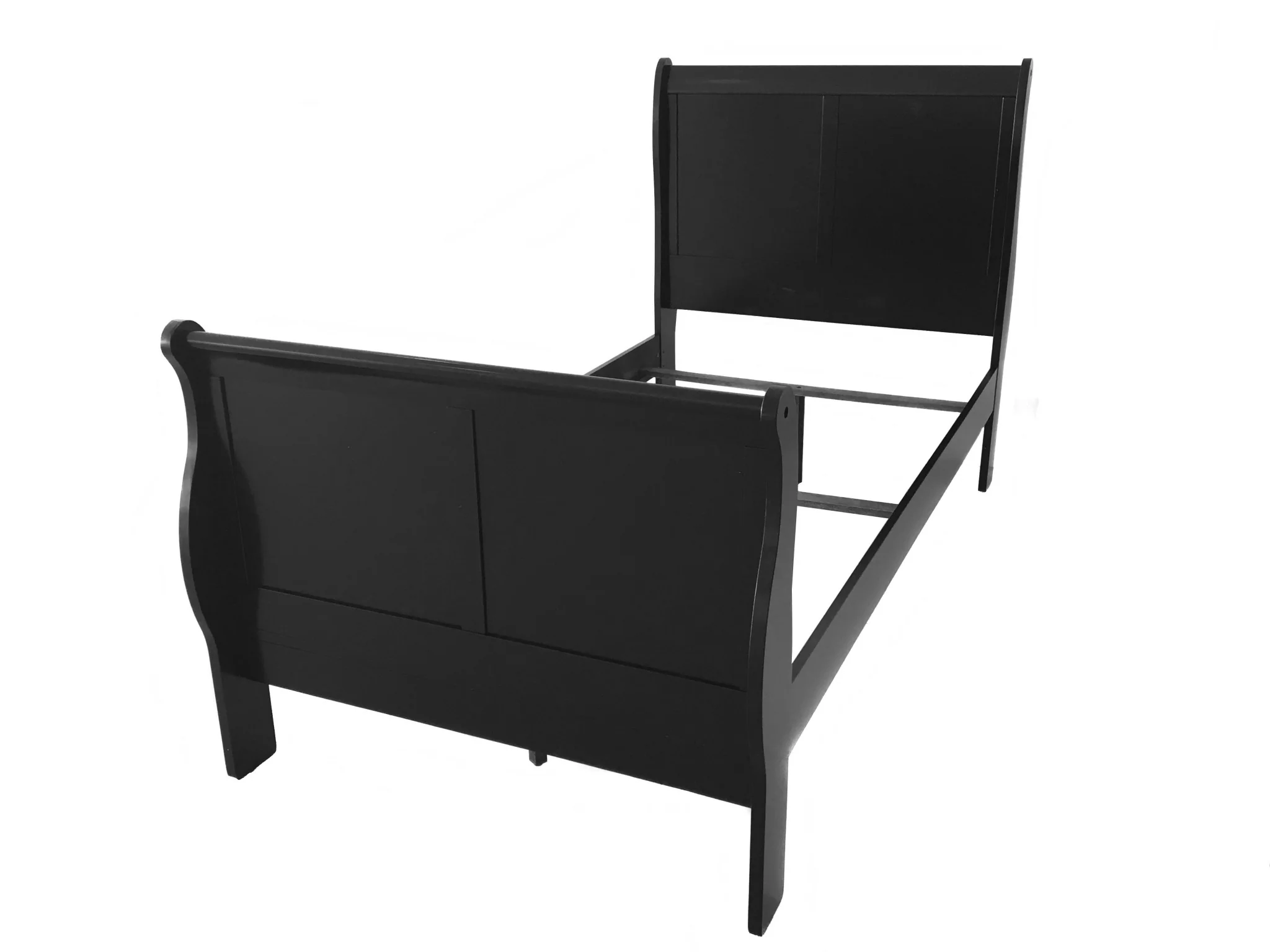 Black Wooden Full Size Sleigh Bed By Homeroots - Image 2