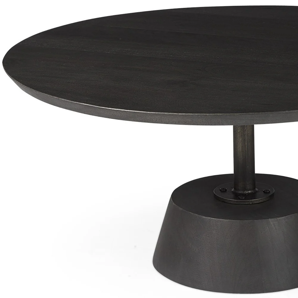 Black Wooden Pedestal Base Coffee Table By Homeroots - Image 7