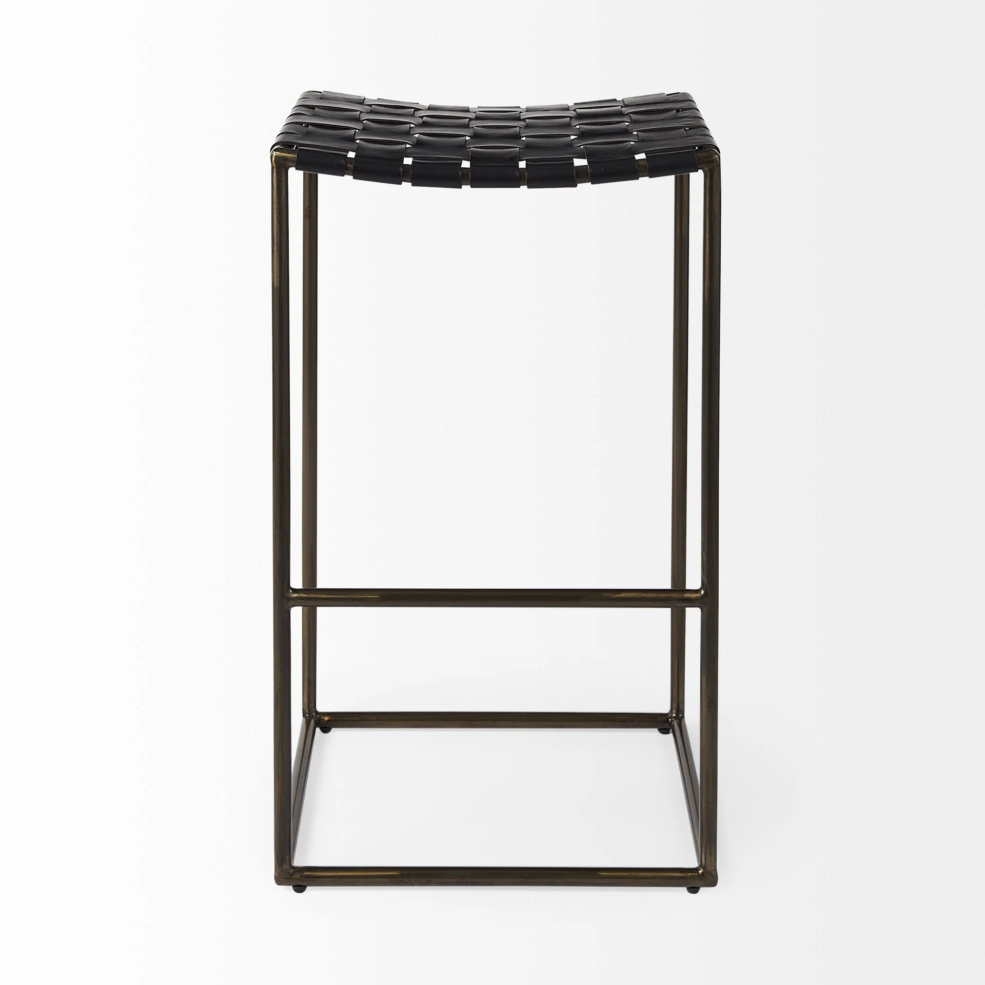 Black Woven Leather Bar Stool By Homeroots - Image 2