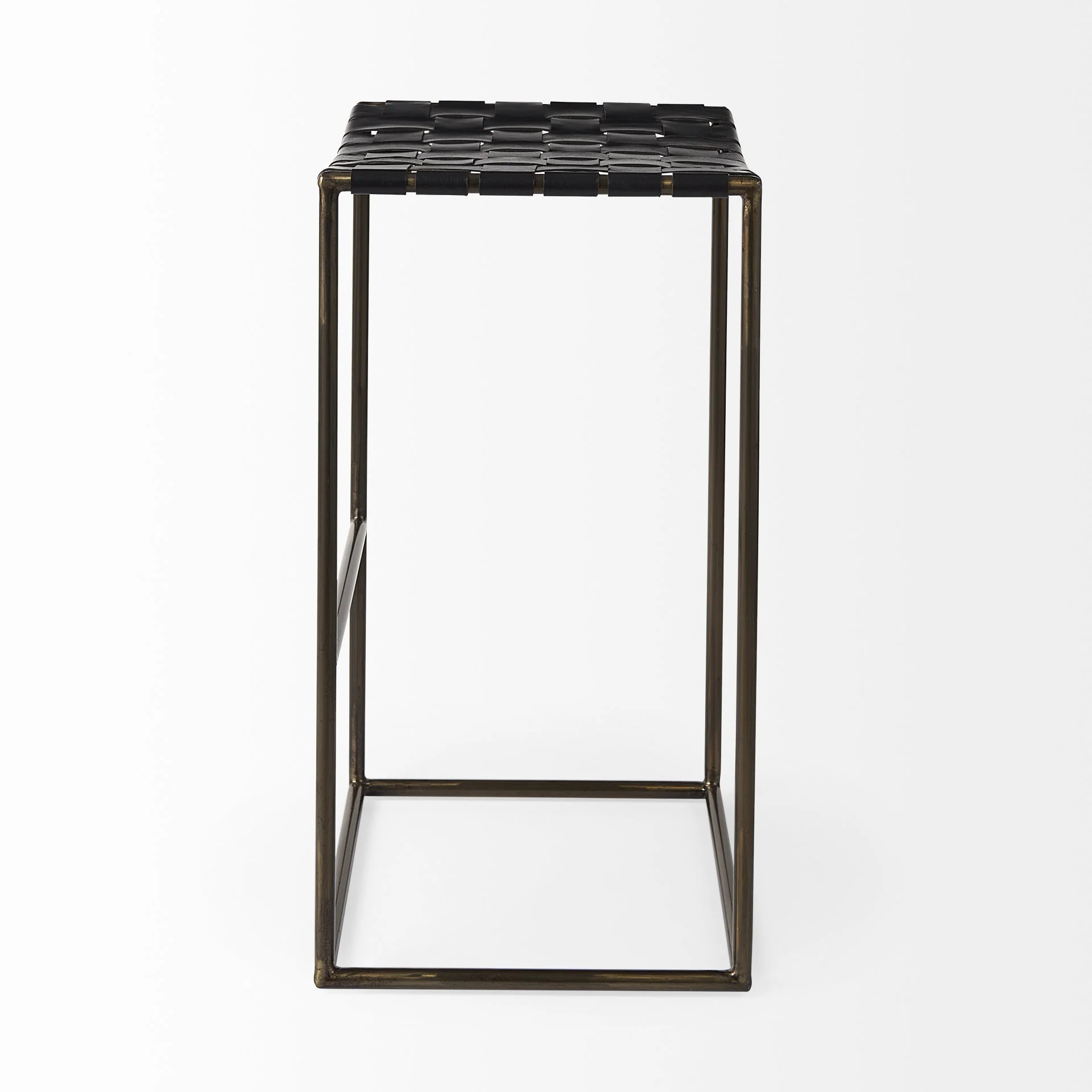 Black Woven Leather Bar Stool By Homeroots - Image 3