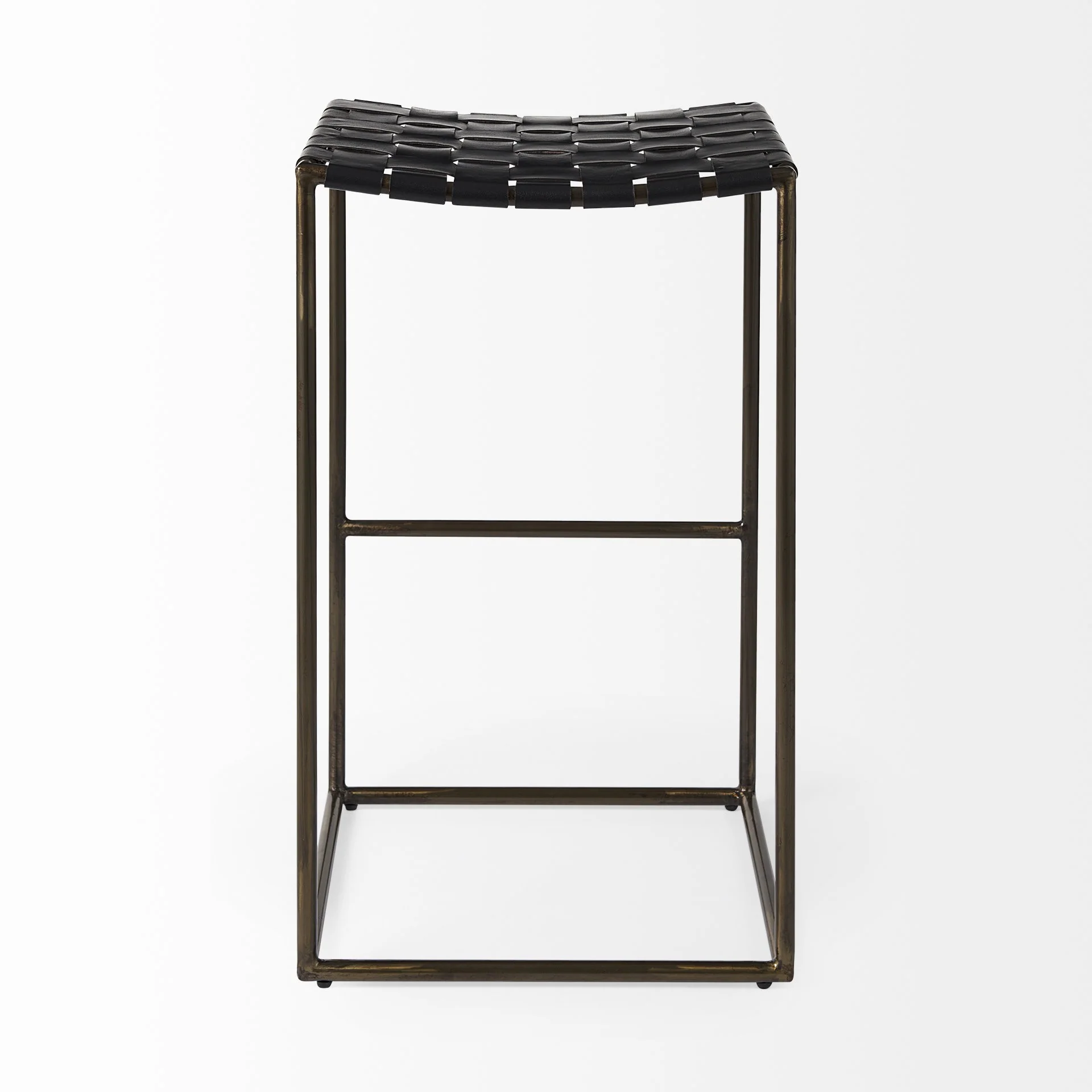 Black Woven Leather Bar Stool By Homeroots - Image 4