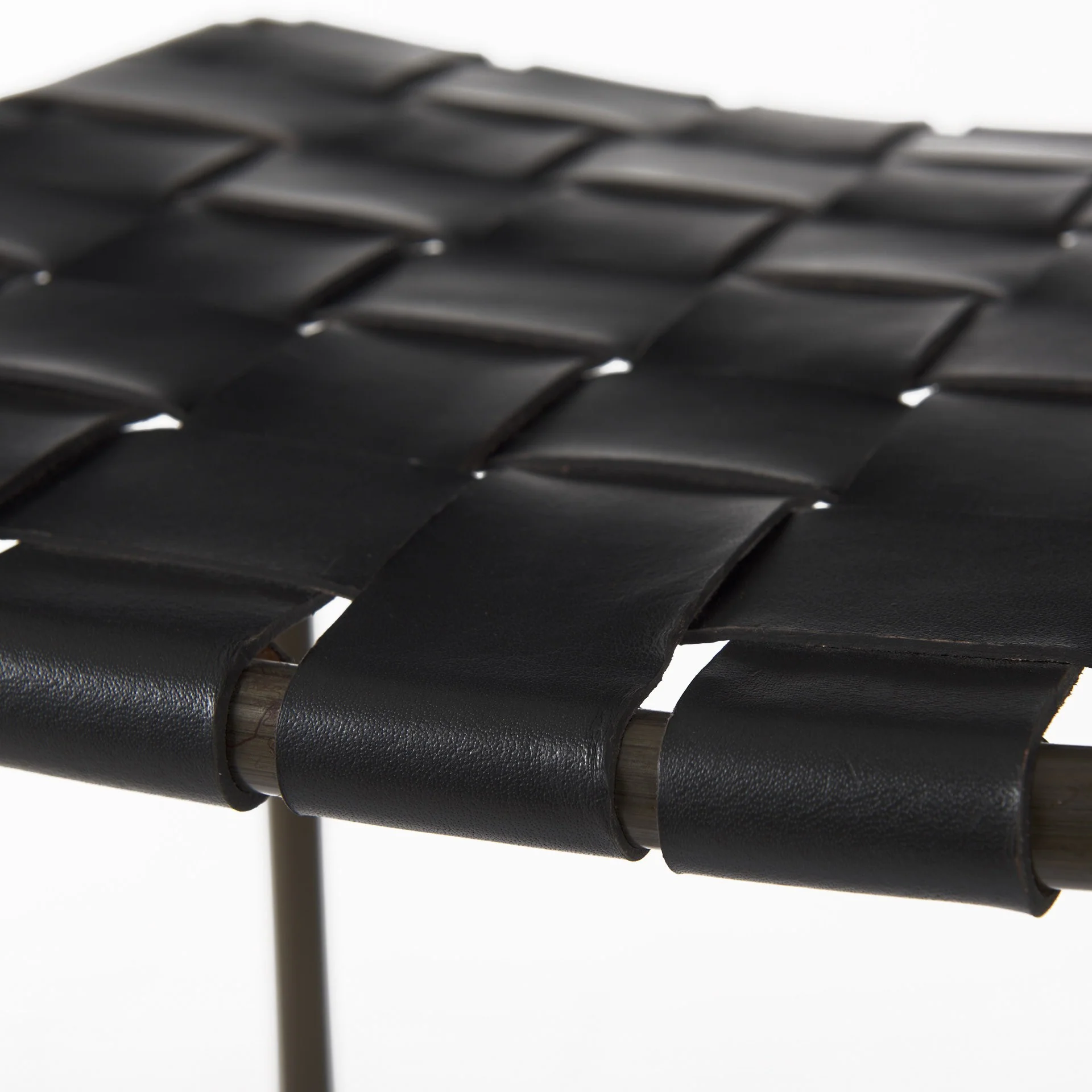 Black Woven Leather Bar Stool By Homeroots - Image 5
