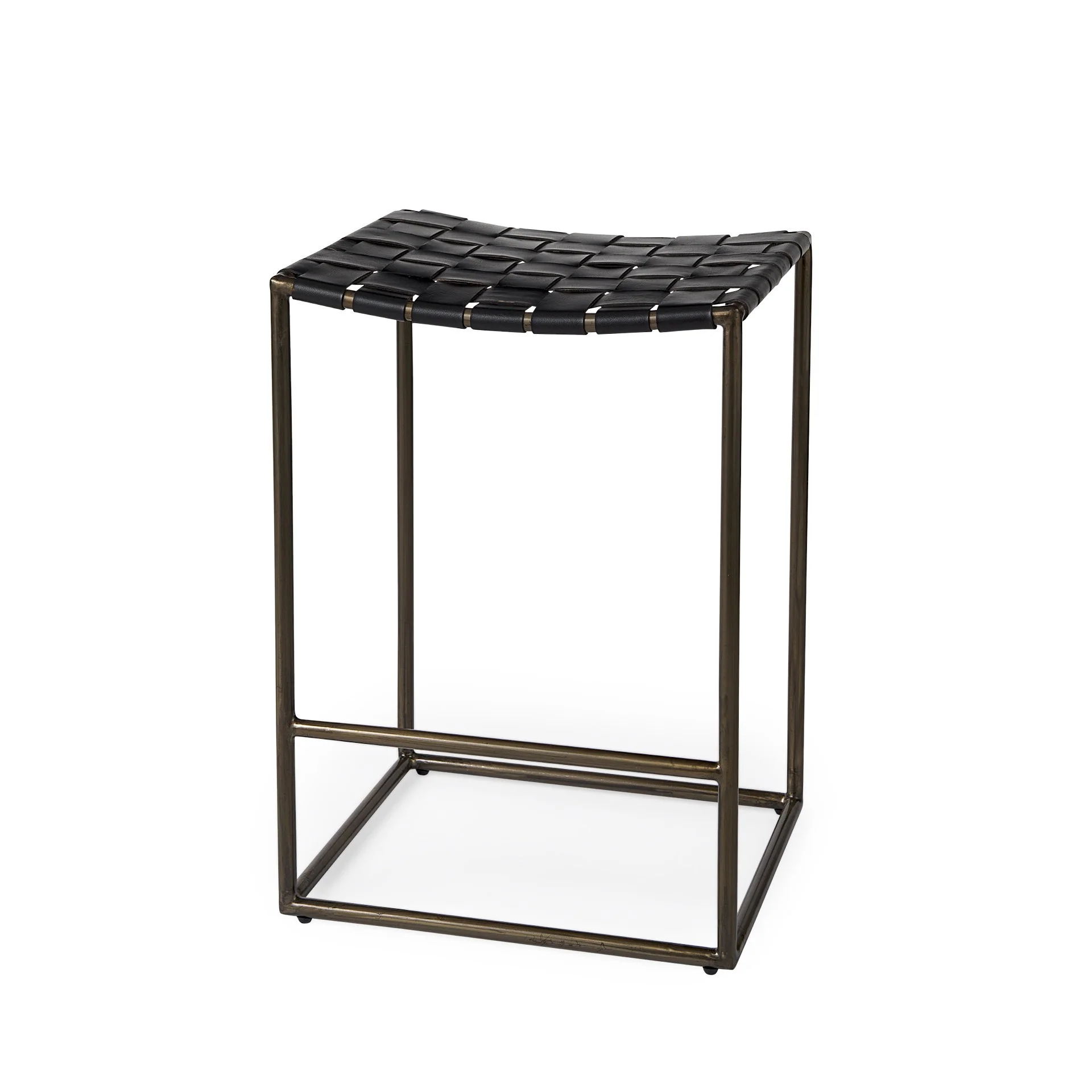 Black Woven Leather Counter Stool By Homeroots - Image 2