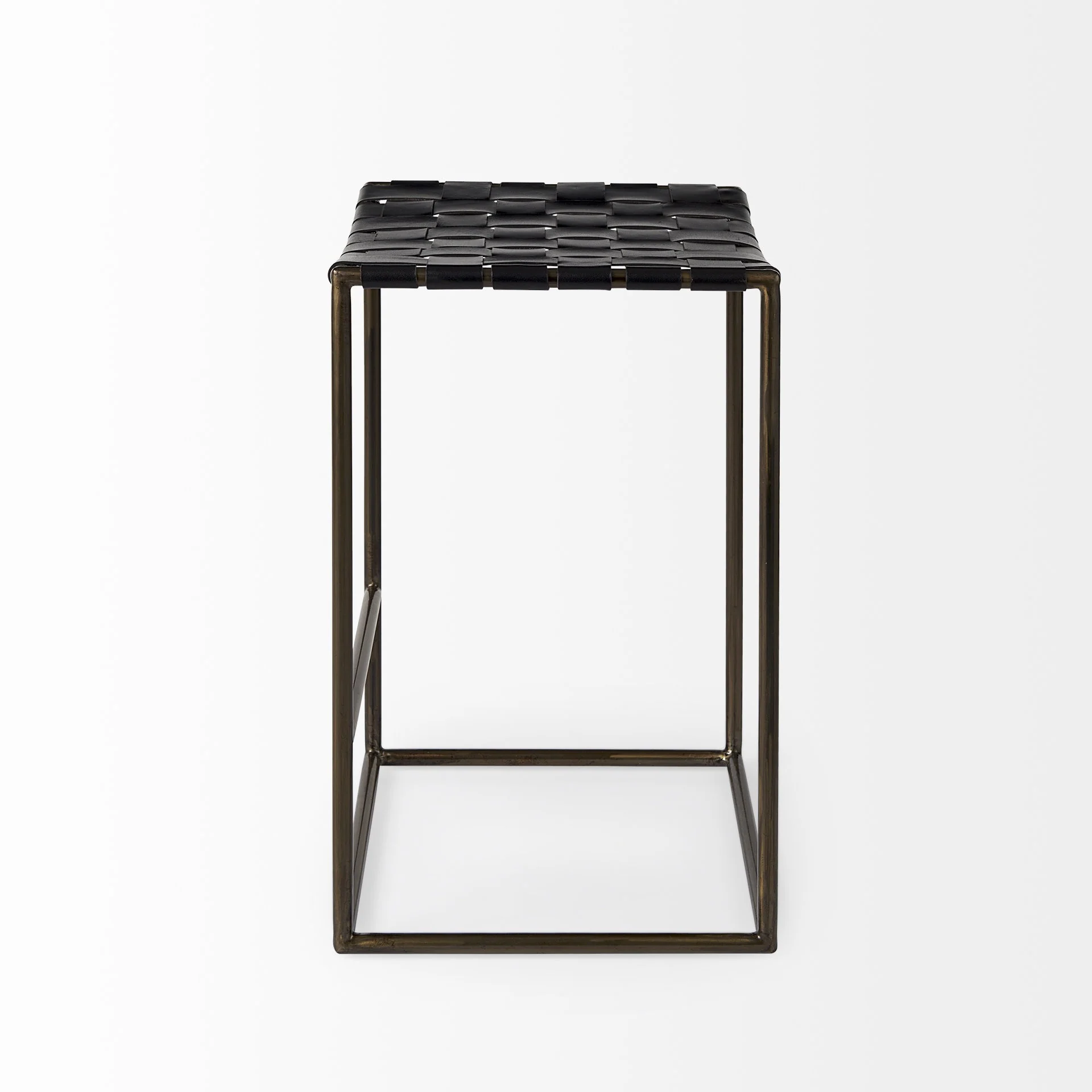 Black Woven Leather Counter Stool By Homeroots - Image 3