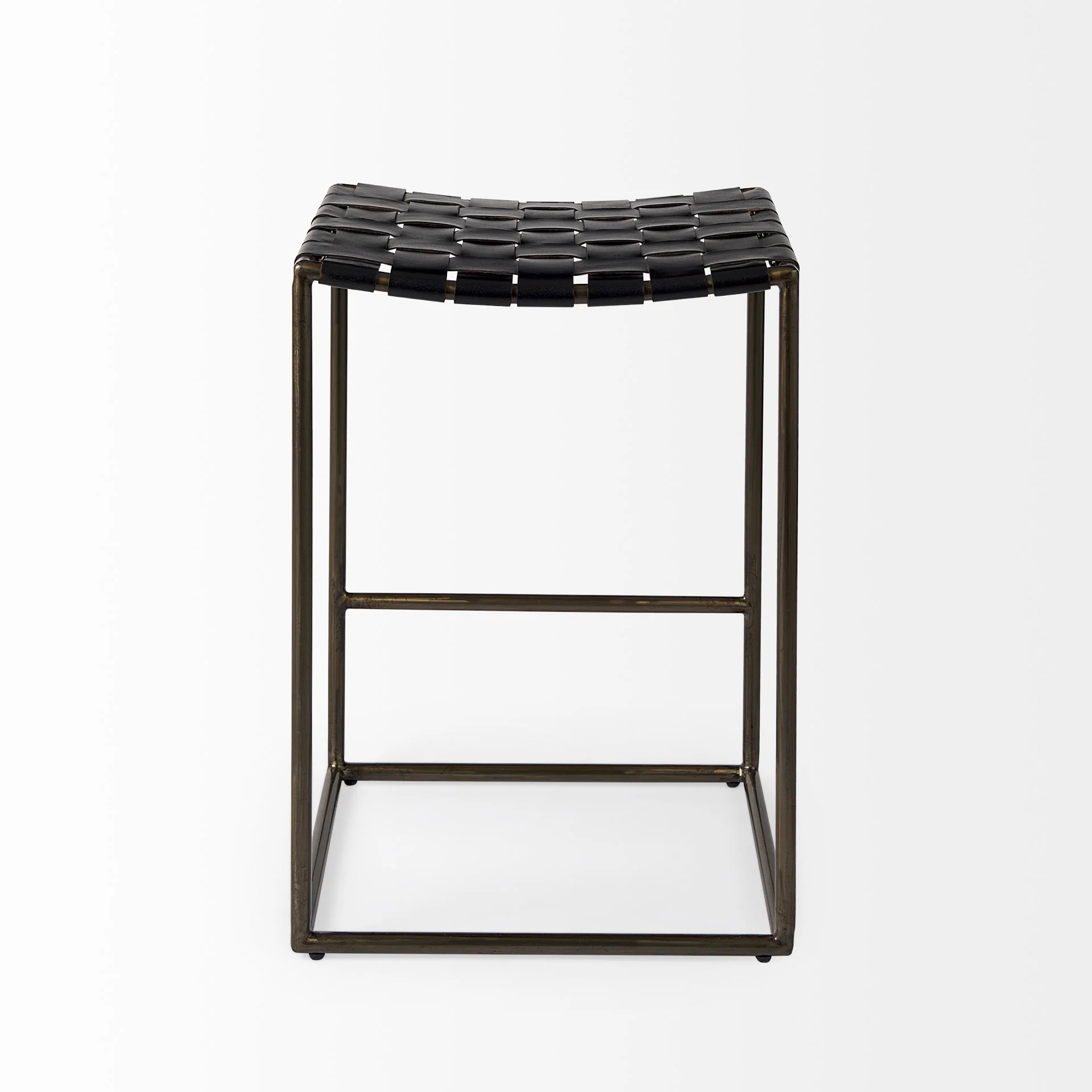 Black Woven Leather Counter Stool By Homeroots - Image 4