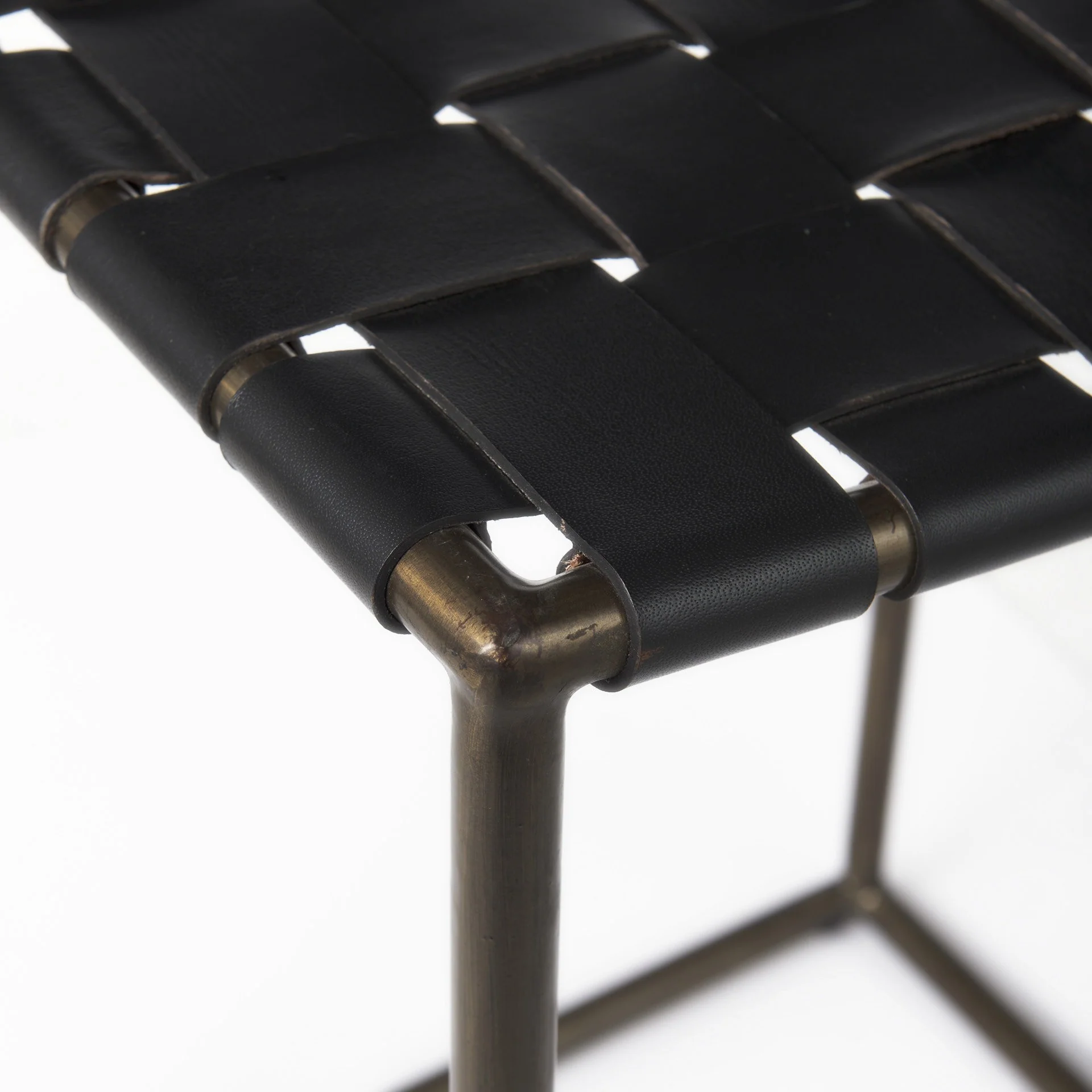 Black Woven Leather Counter Stool By Homeroots - Image 5