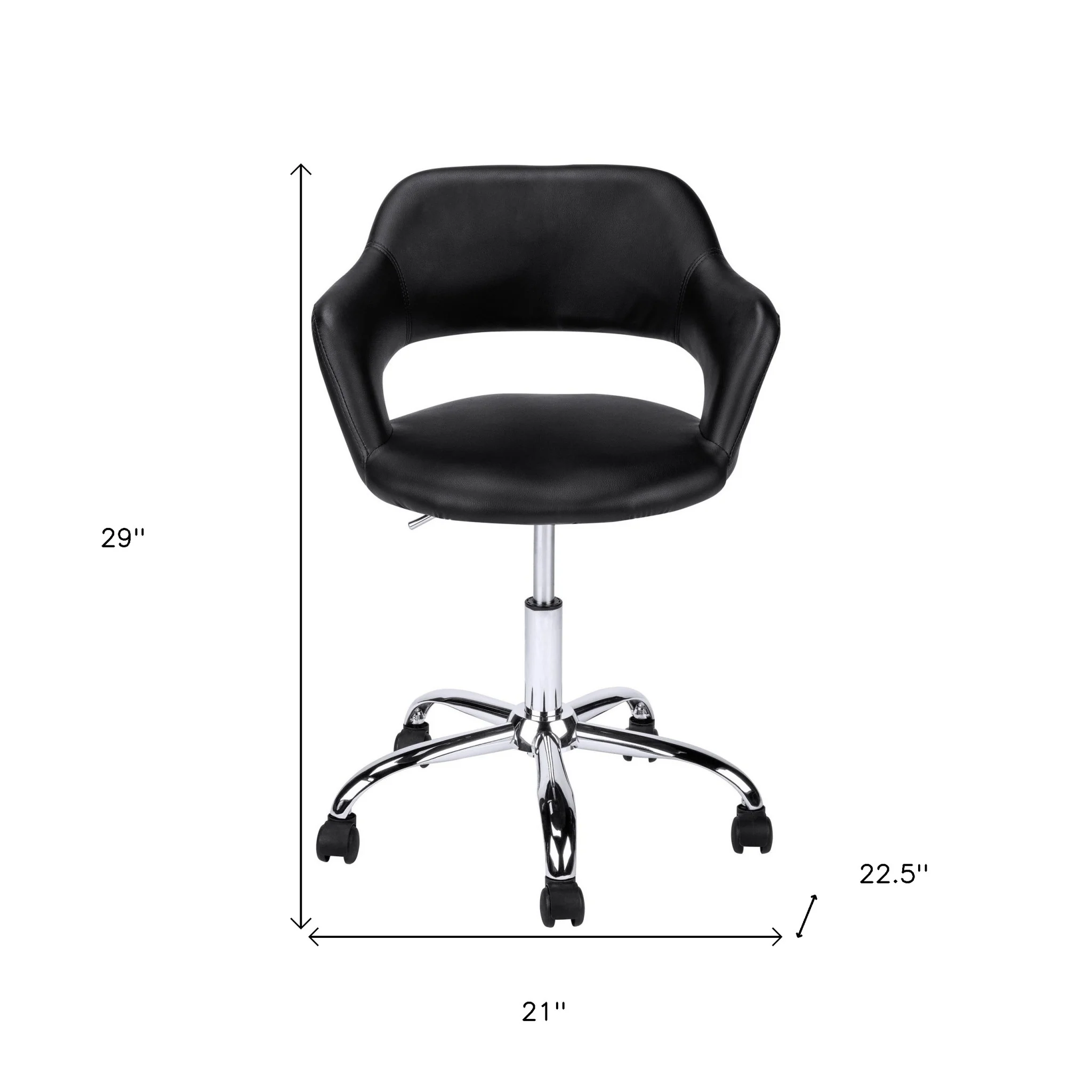 Black Chrome Metal Hydraulic Lift Base Office Chair By Homeroots - Image 4