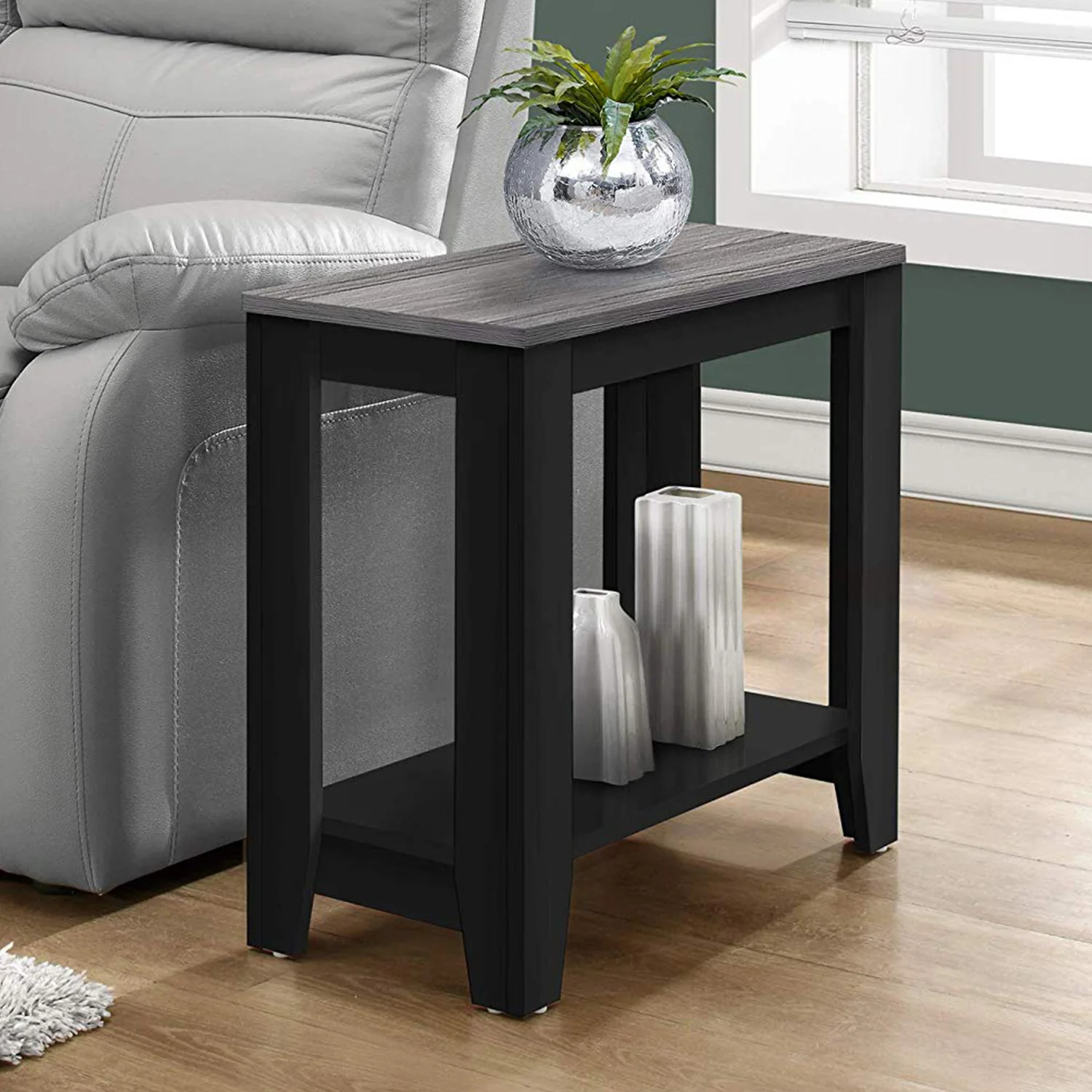 BlackGrey Particle Board Laminate Accent Table By Homeroots - Image 5