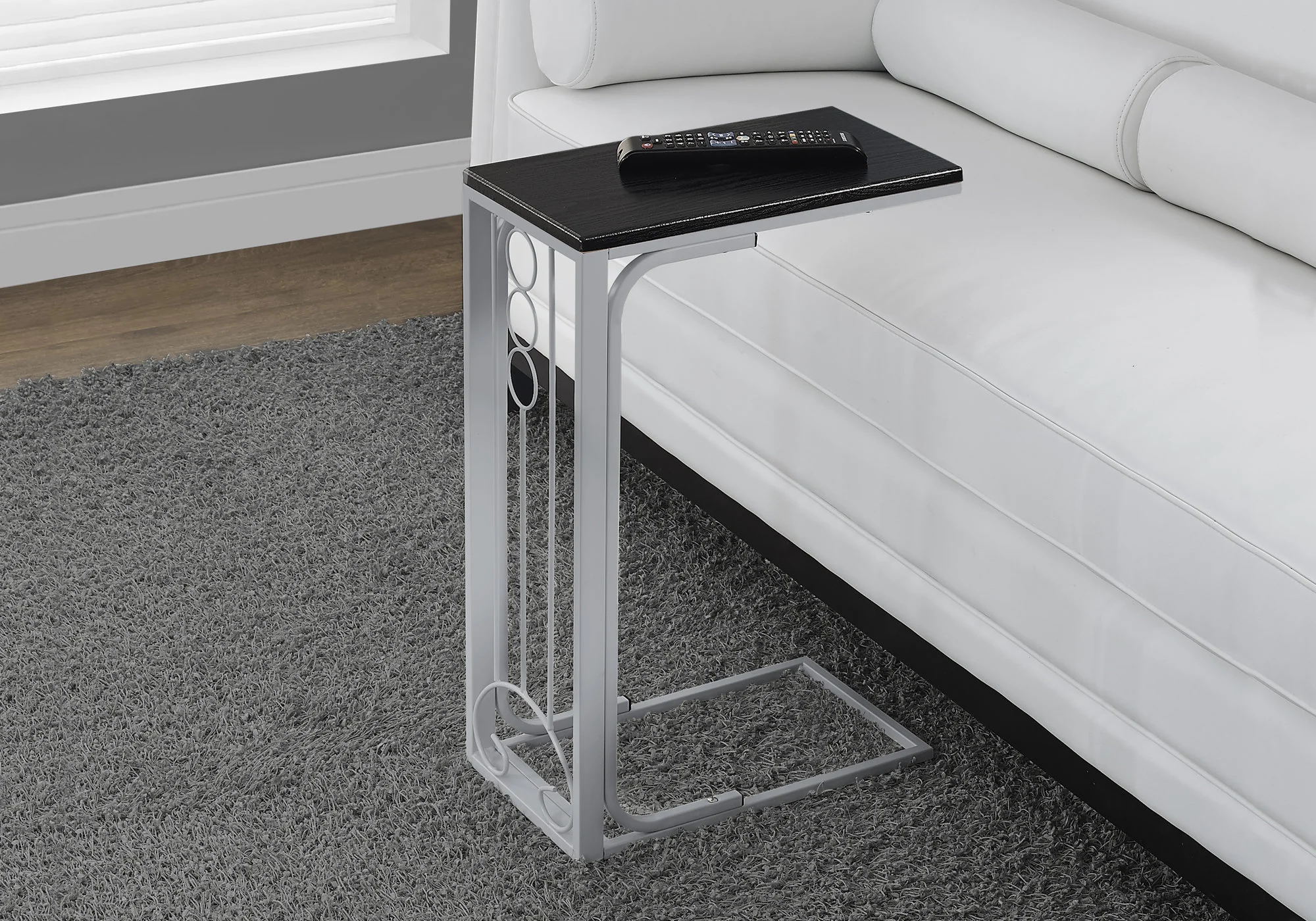BlackSilver MDF and Metal Accent Table By Homeroots - Image 2