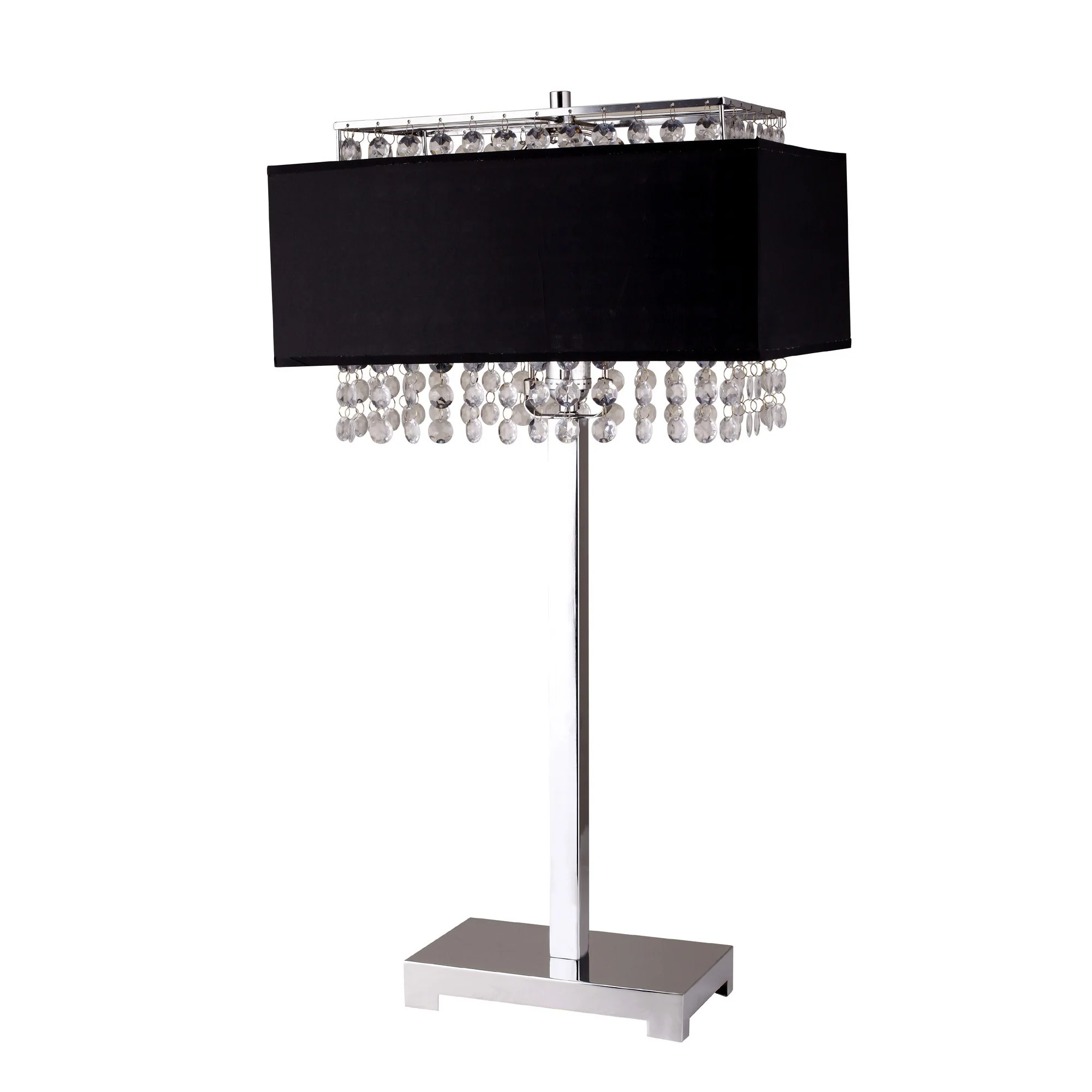 Bling Glam Black and Faux Crystal Rectangular Table Lamp By Homeroots - Image 2