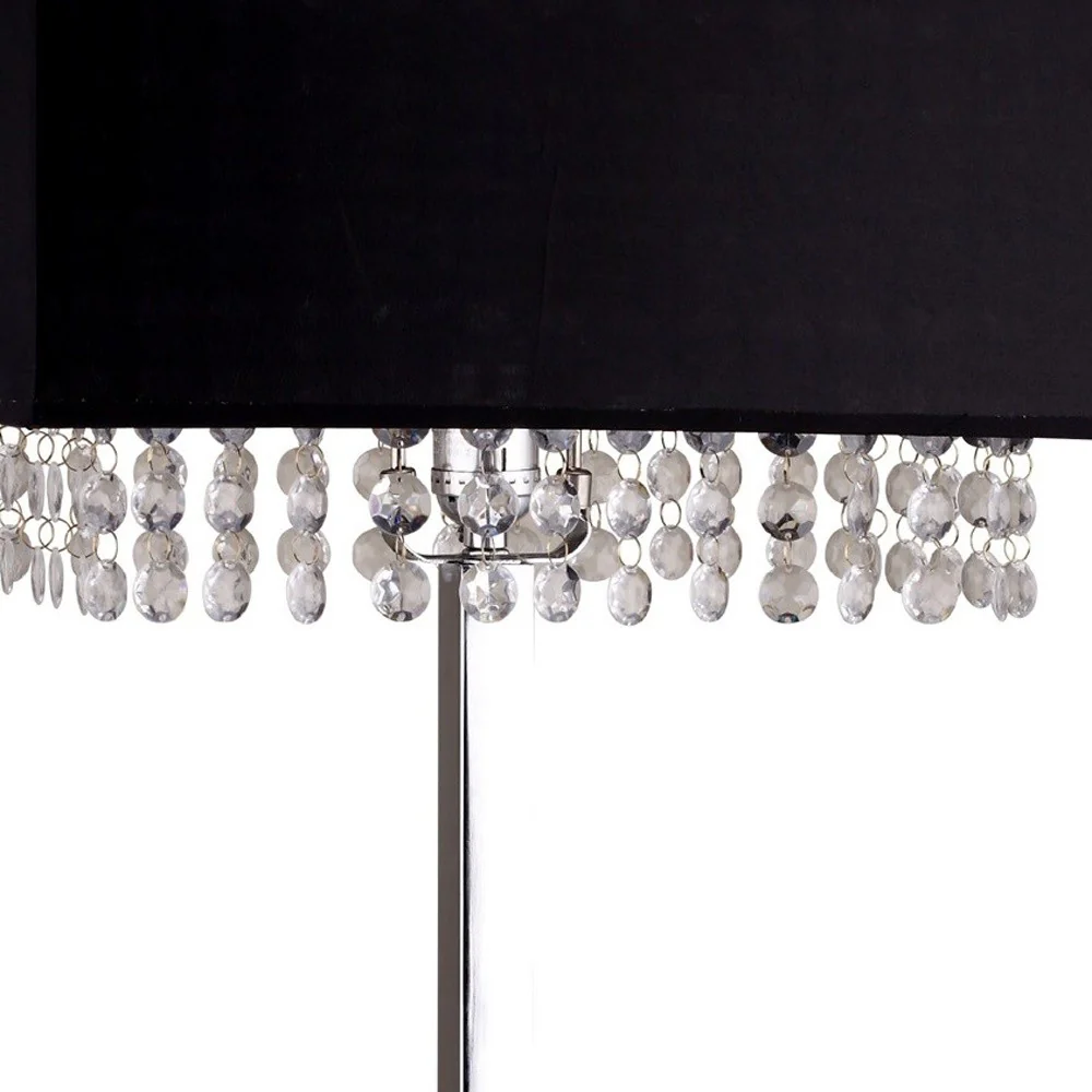 Bling Glam Black and Faux Crystal Rectangular Table Lamp By Homeroots - Image 4