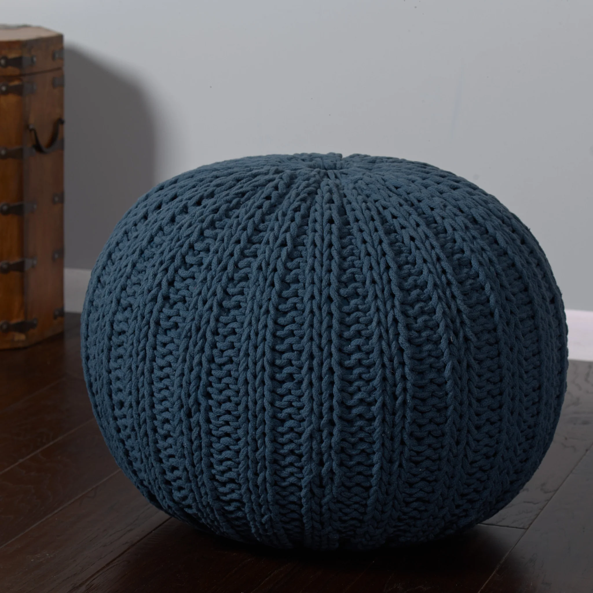 Blue 100% Cotton Ottoman By Homeroots - Image 5
