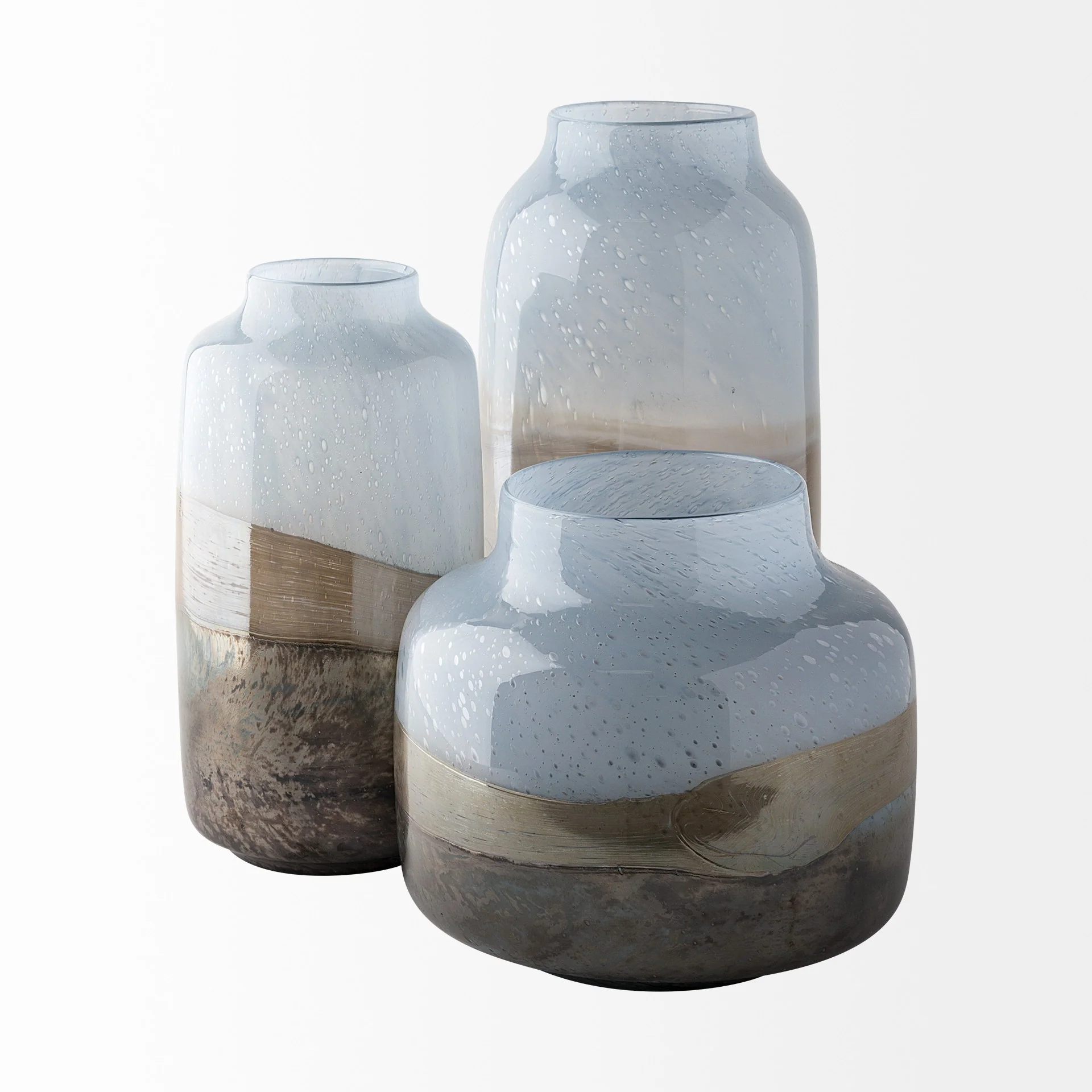 Blue And Beige Abstract Cylinder Crystal Glass Table Vase By Homeroots - Image 4
