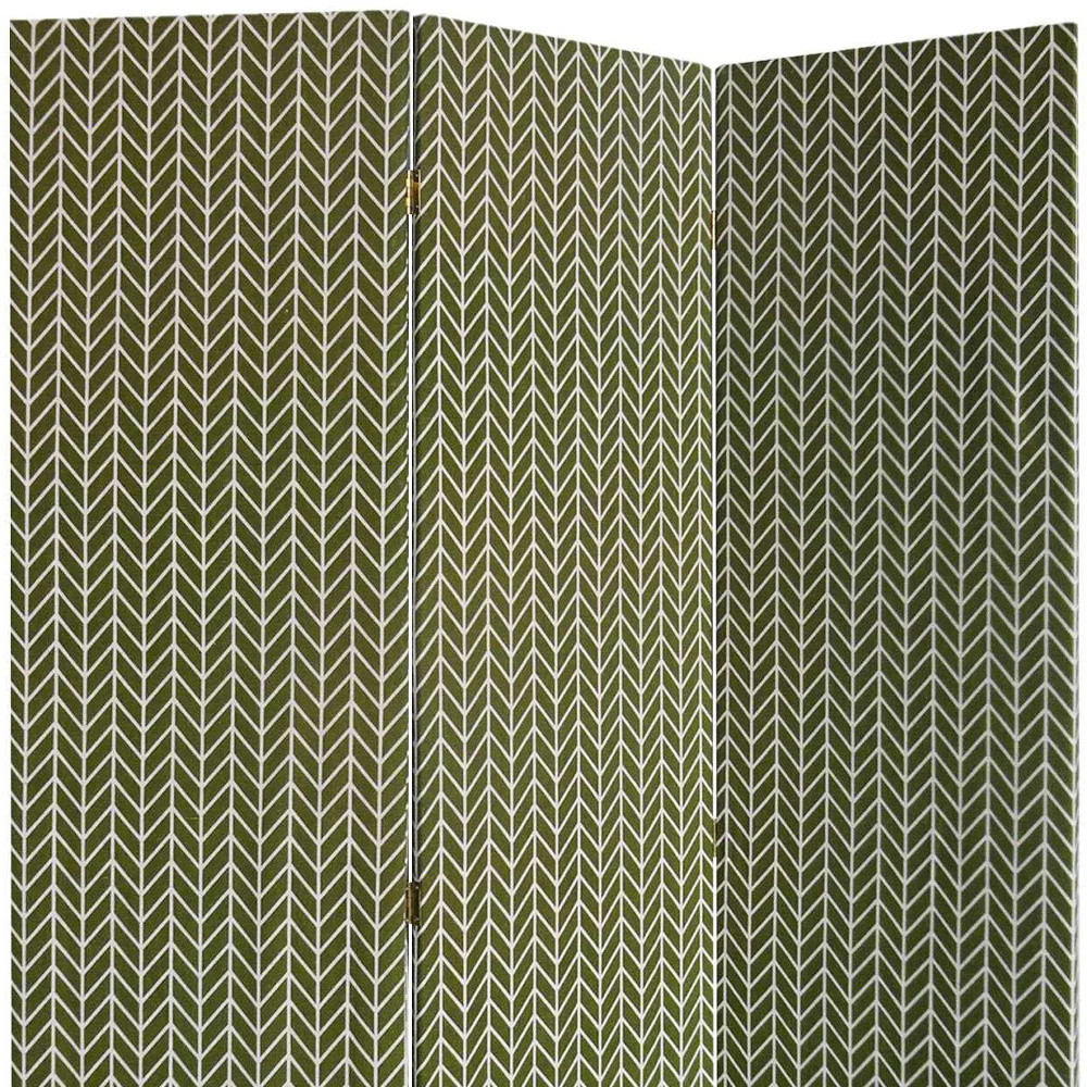 Blue and Beige Fabric Folding Three Panel Screen Room Divider By Homeroots - Image 2