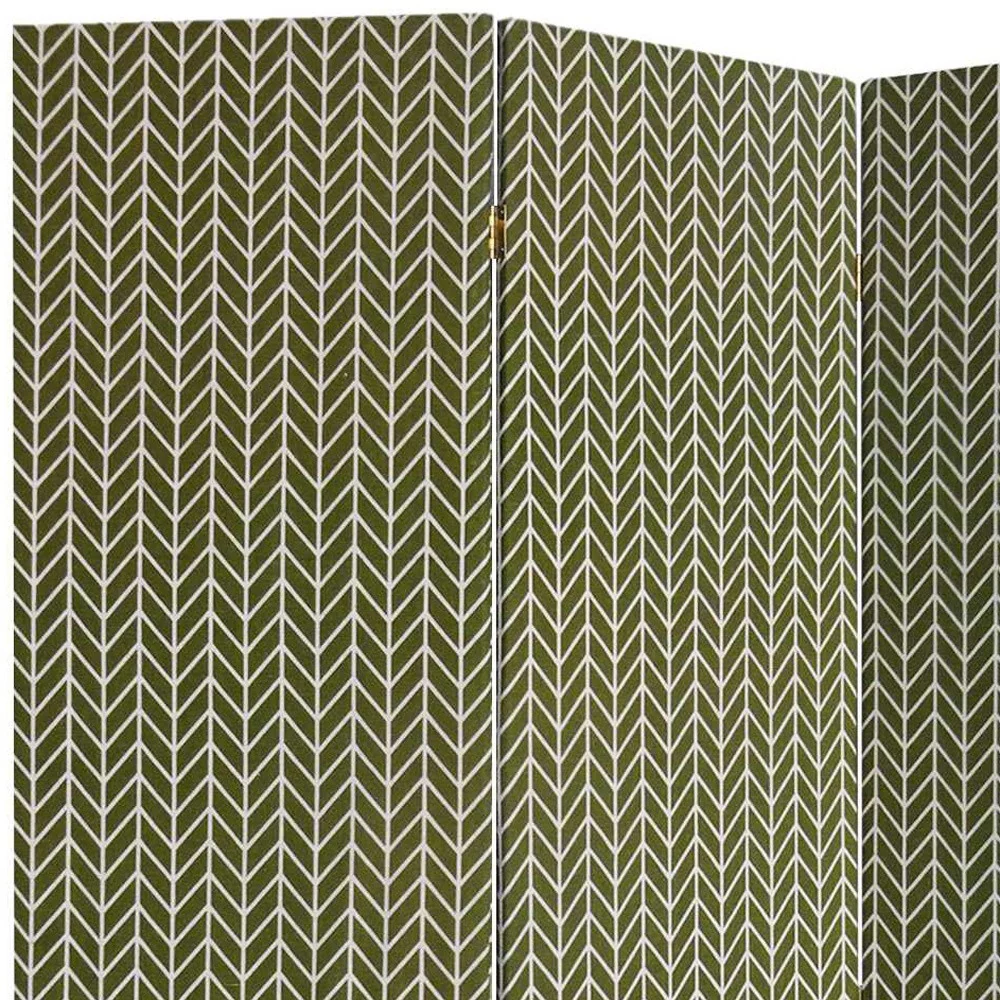 Blue and Beige Fabric Folding Three Panel Screen Room Divider By Homeroots - Image 5
