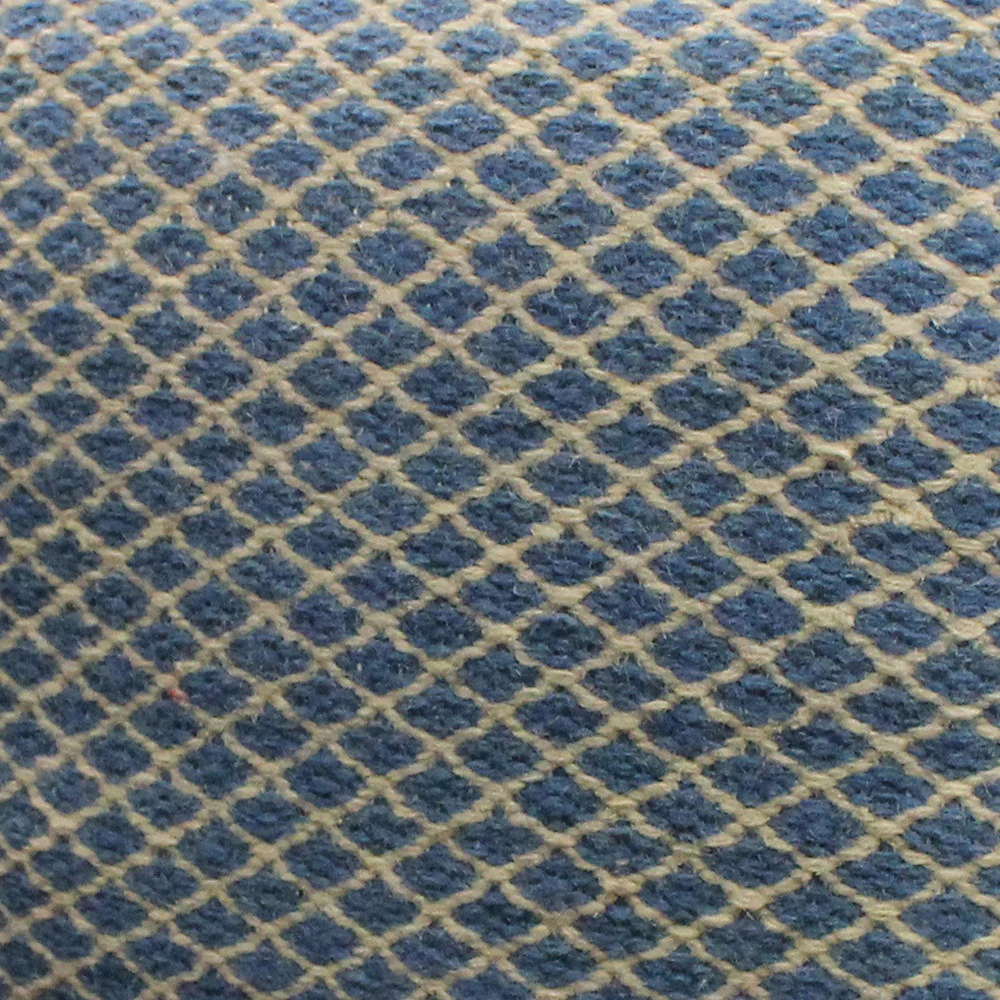 Blue and Beige Wool Cube Trellis Pouf Ottoman By Homeroots - Image 4