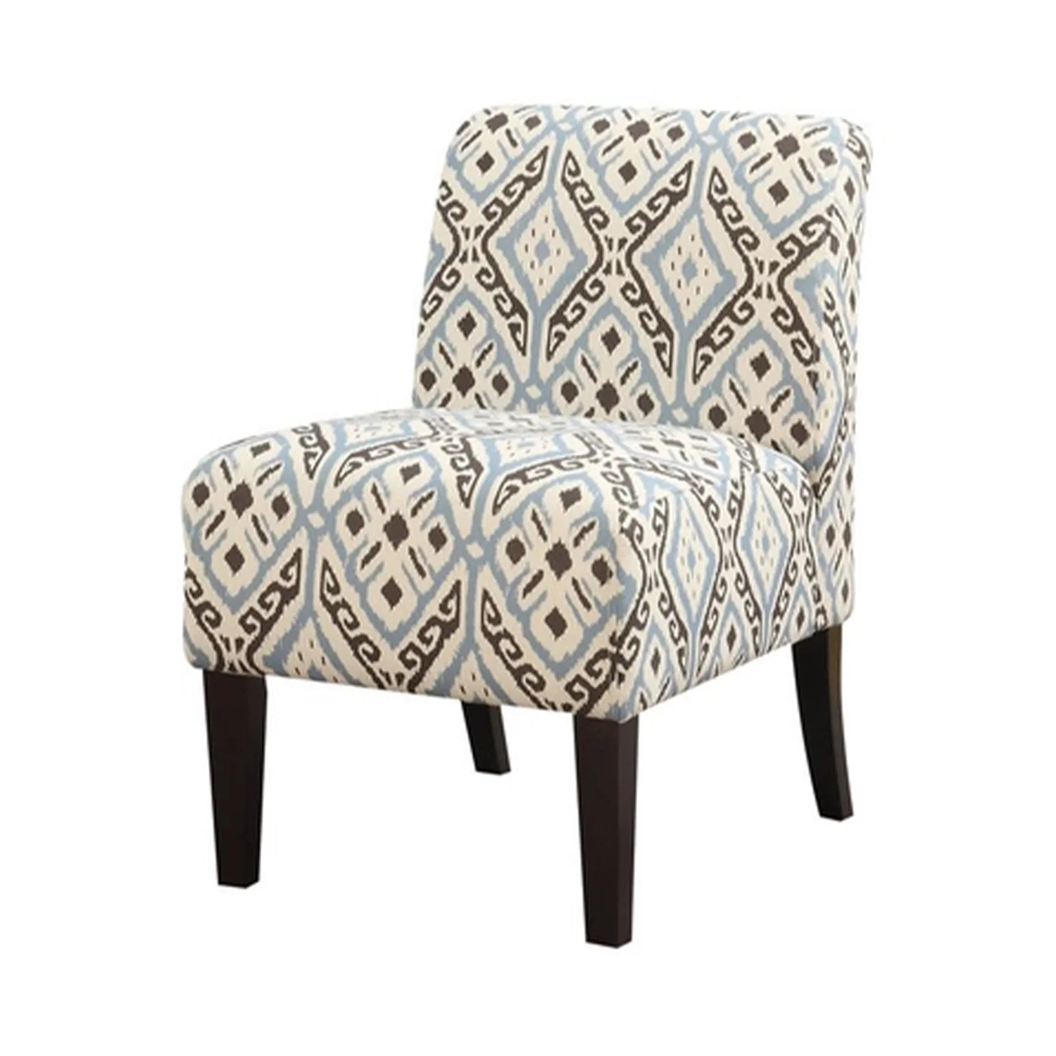 Blue And Black Pattern Upholstered Accent Chair By Homeroots - Image 3