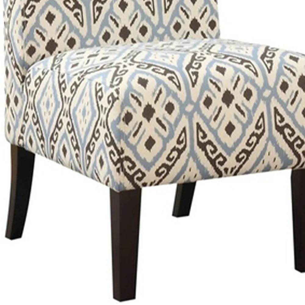 Blue And Black Pattern Upholstered Accent Chair By Homeroots - Image 4