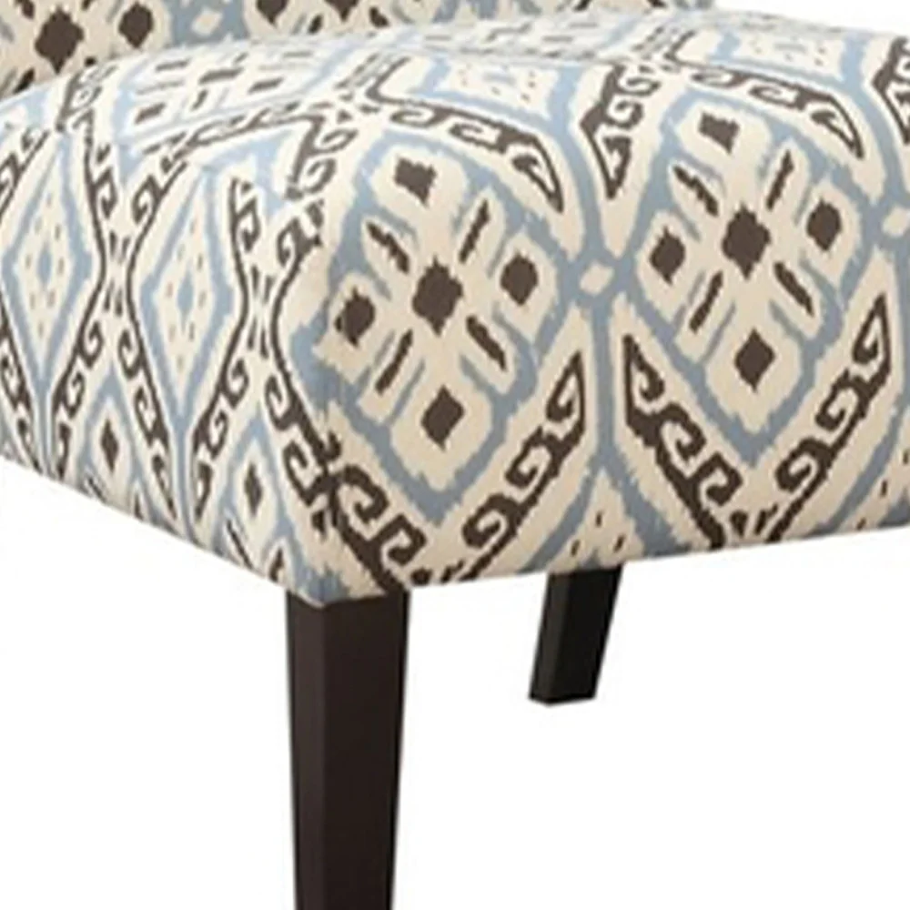 Blue And Black Pattern Upholstered Accent Chair By Homeroots - Image 5