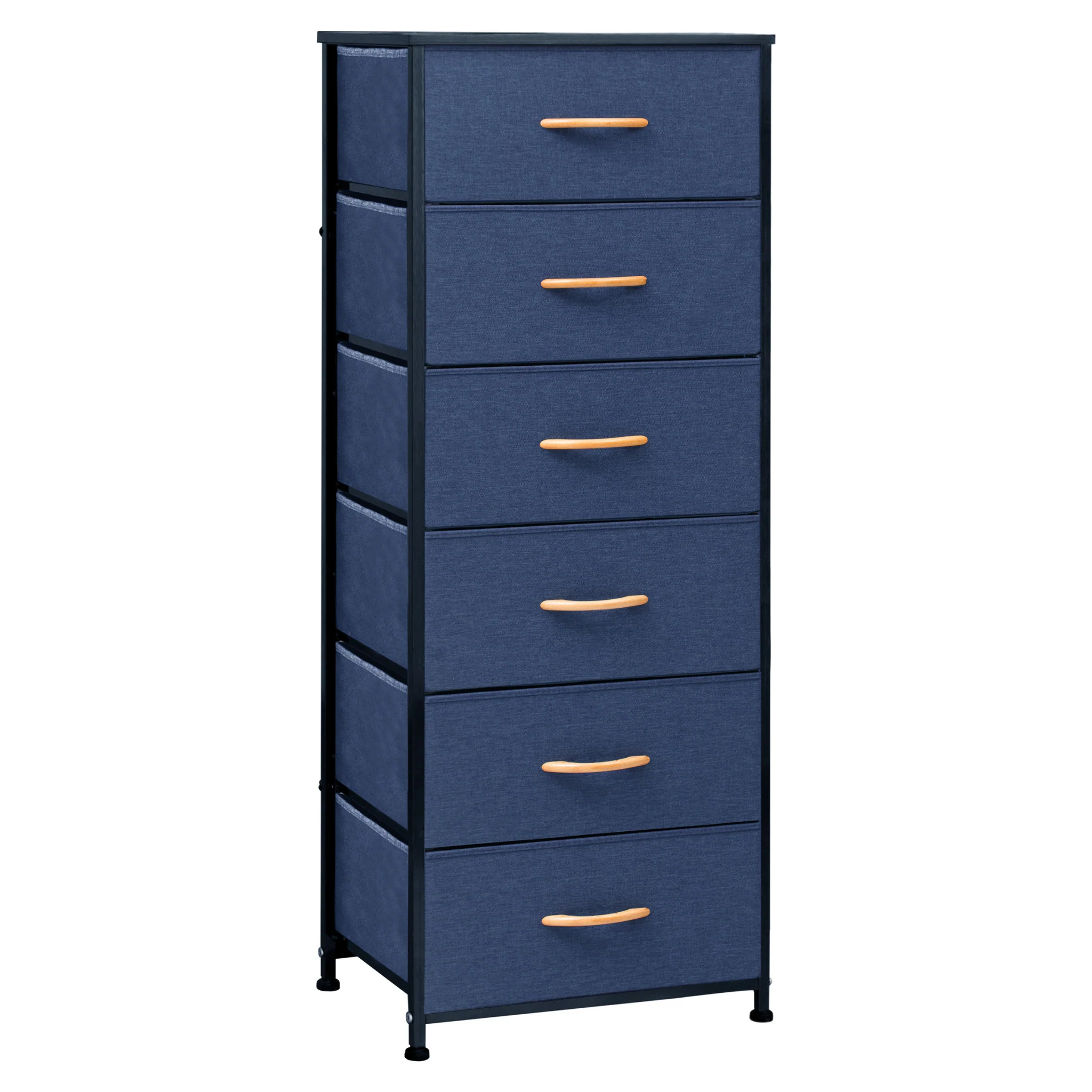 Blue and Black Steel and Fabric Six Drawer Chest By Homeroots - Image 2