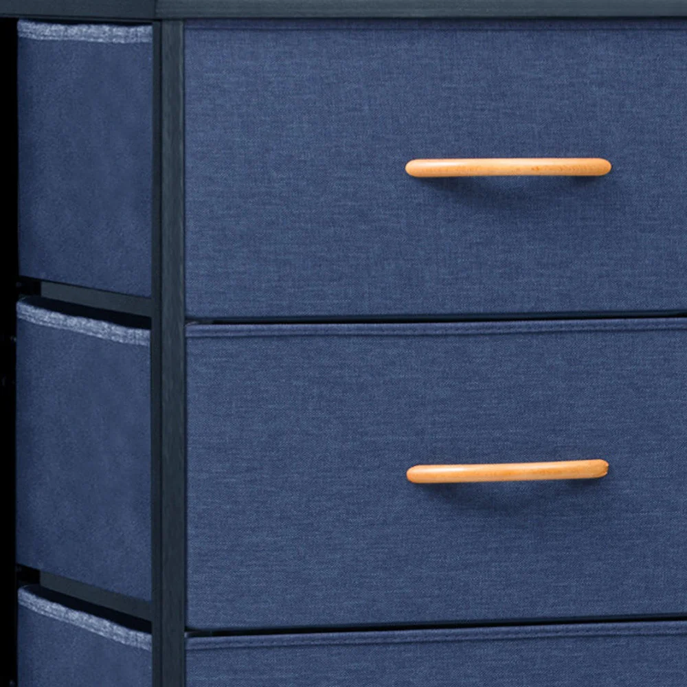 Blue and Black Steel and Fabric Six Drawer Chest By Homeroots - Image 4