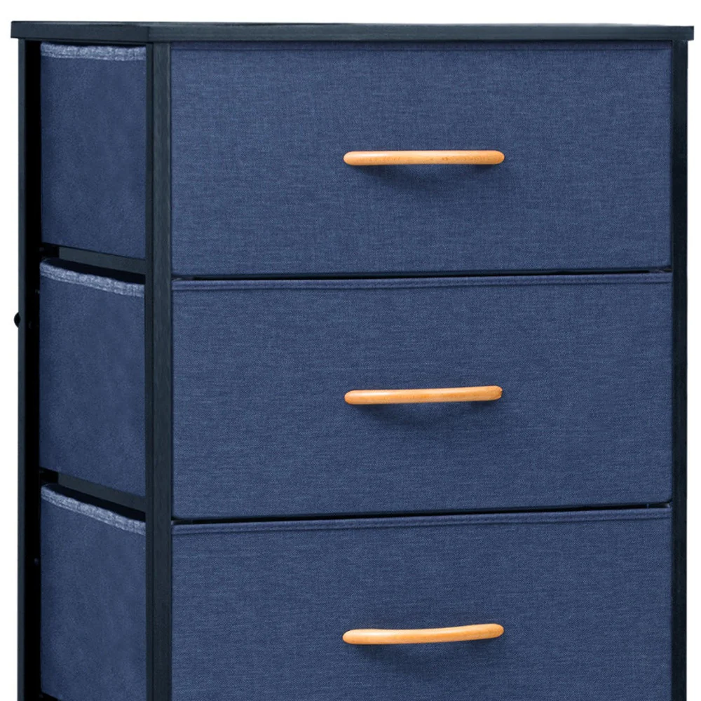 Blue and Black Steel and Fabric Six Drawer Chest By Homeroots - Image 5