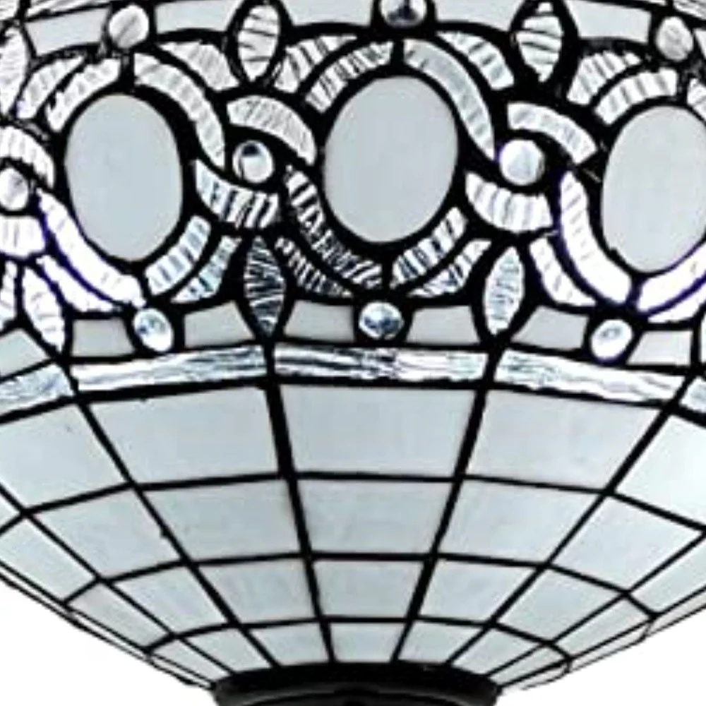 Blue and Black Tiffany Style Two Light Glass Dimmable Semi Flush Ceiling Light By Homeroots - Image 4