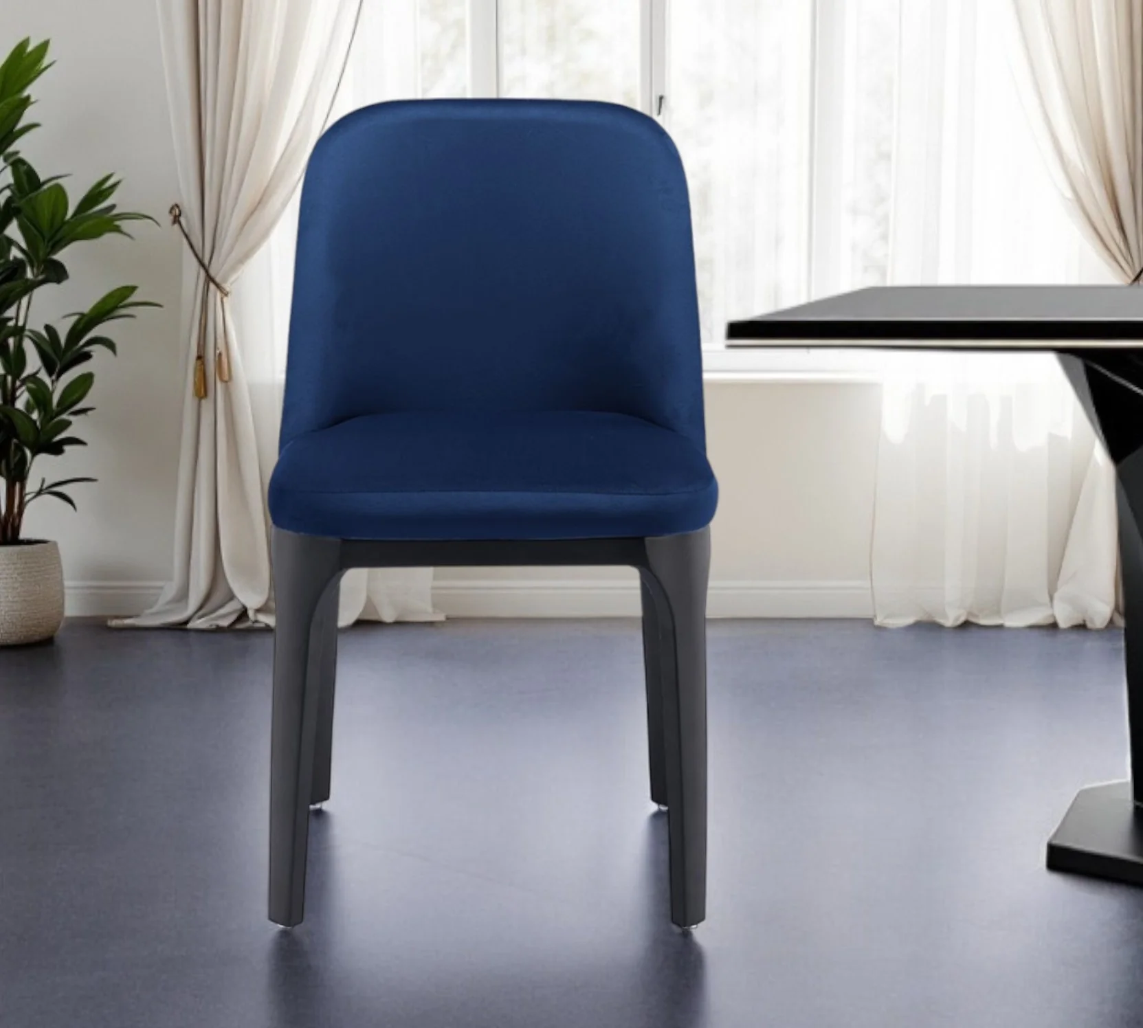 Blue And Black Upholstered Velvet Dining Side Chair By Homeroots - Image 7