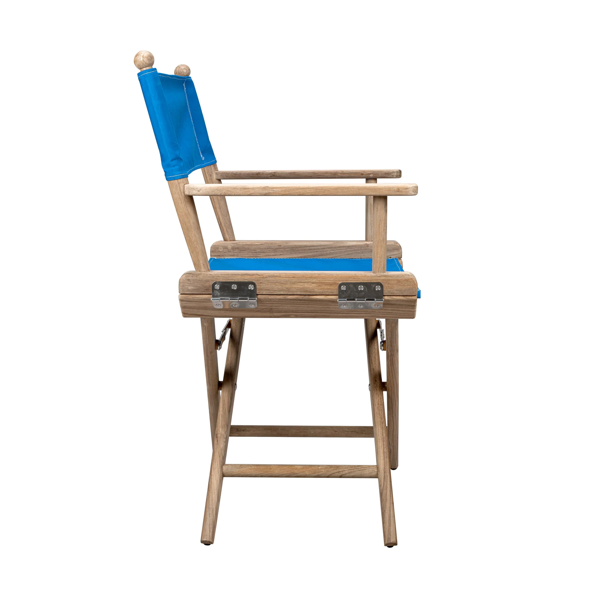 Blue And Brown Solid Wood Director Chair By Homeroots - Image 2