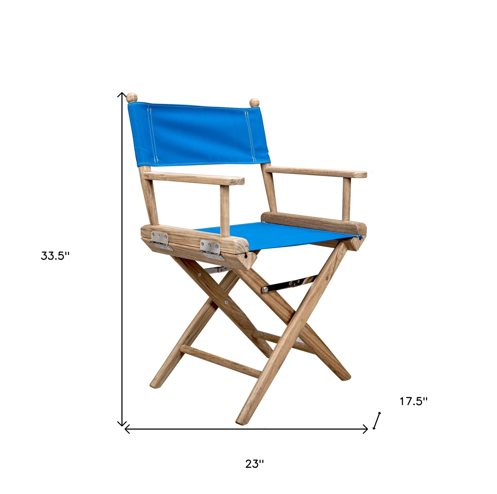 Blue And Brown Solid Wood Director Chair By Homeroots - Image 4
