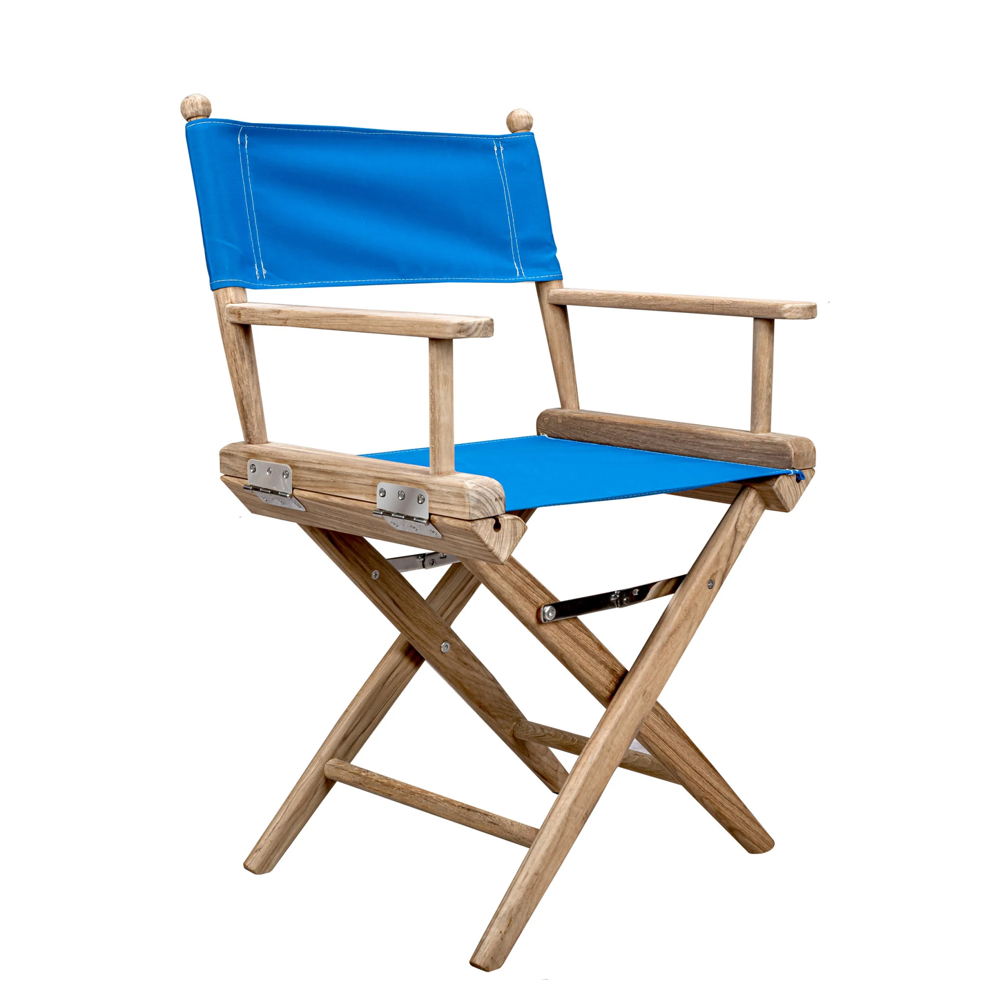 Blue And Brown Solid Wood Director Chair By Homeroots - Image 5