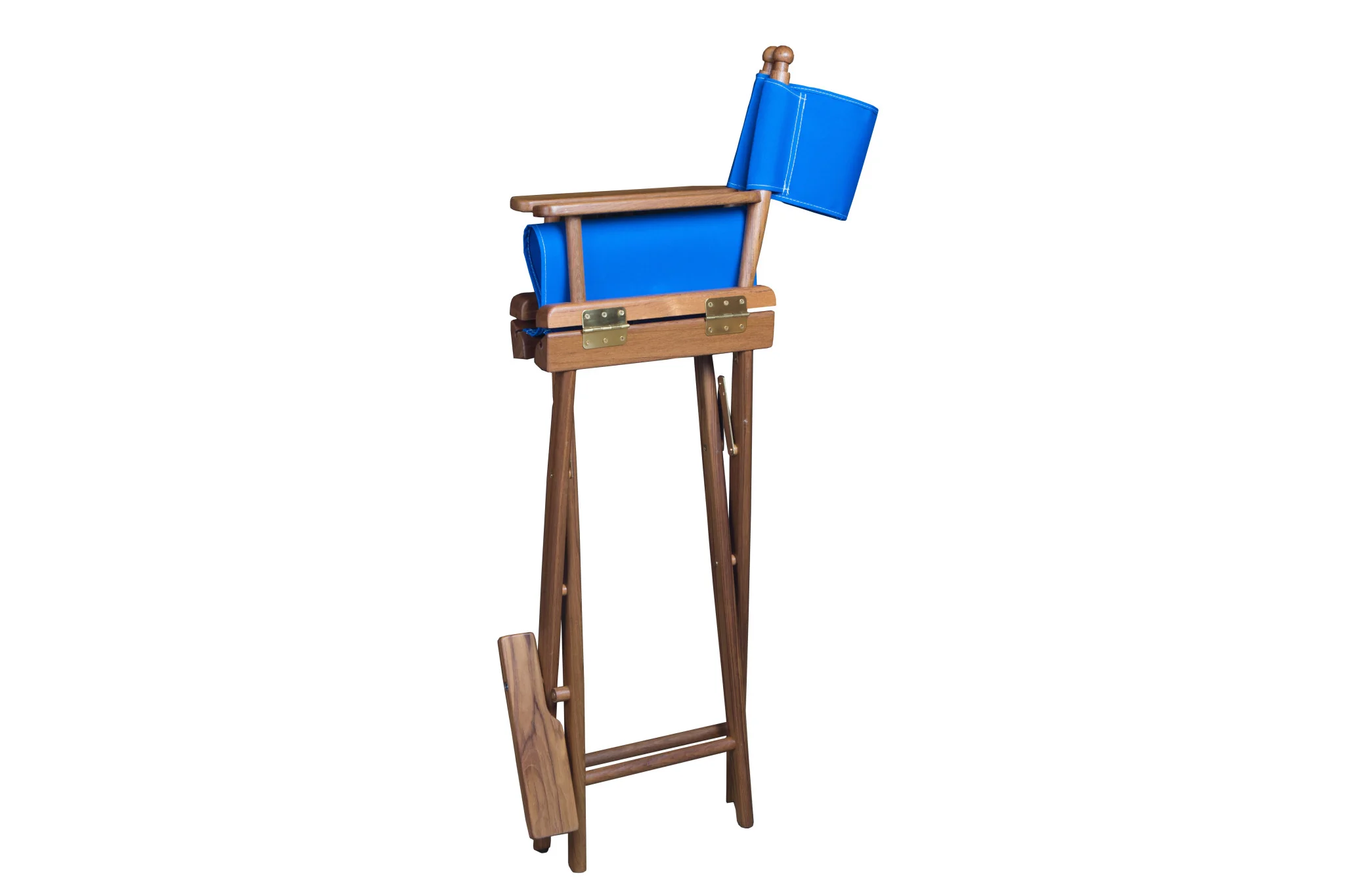 Blue and Brown Solid Wood Indoor Outdoor Director Chair By Homeroots - Image 3