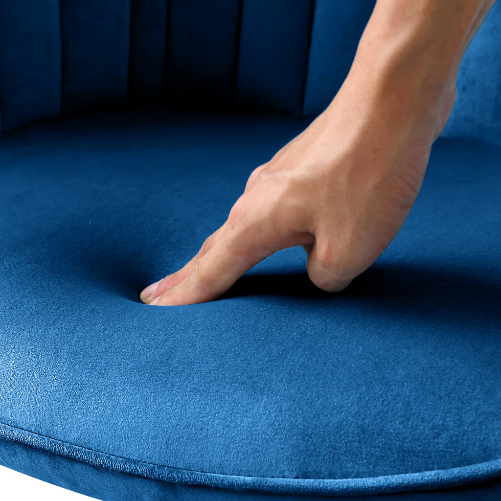 Blue And Gold Velvet Swivel Arm Chair By Homeroots - Image 5
