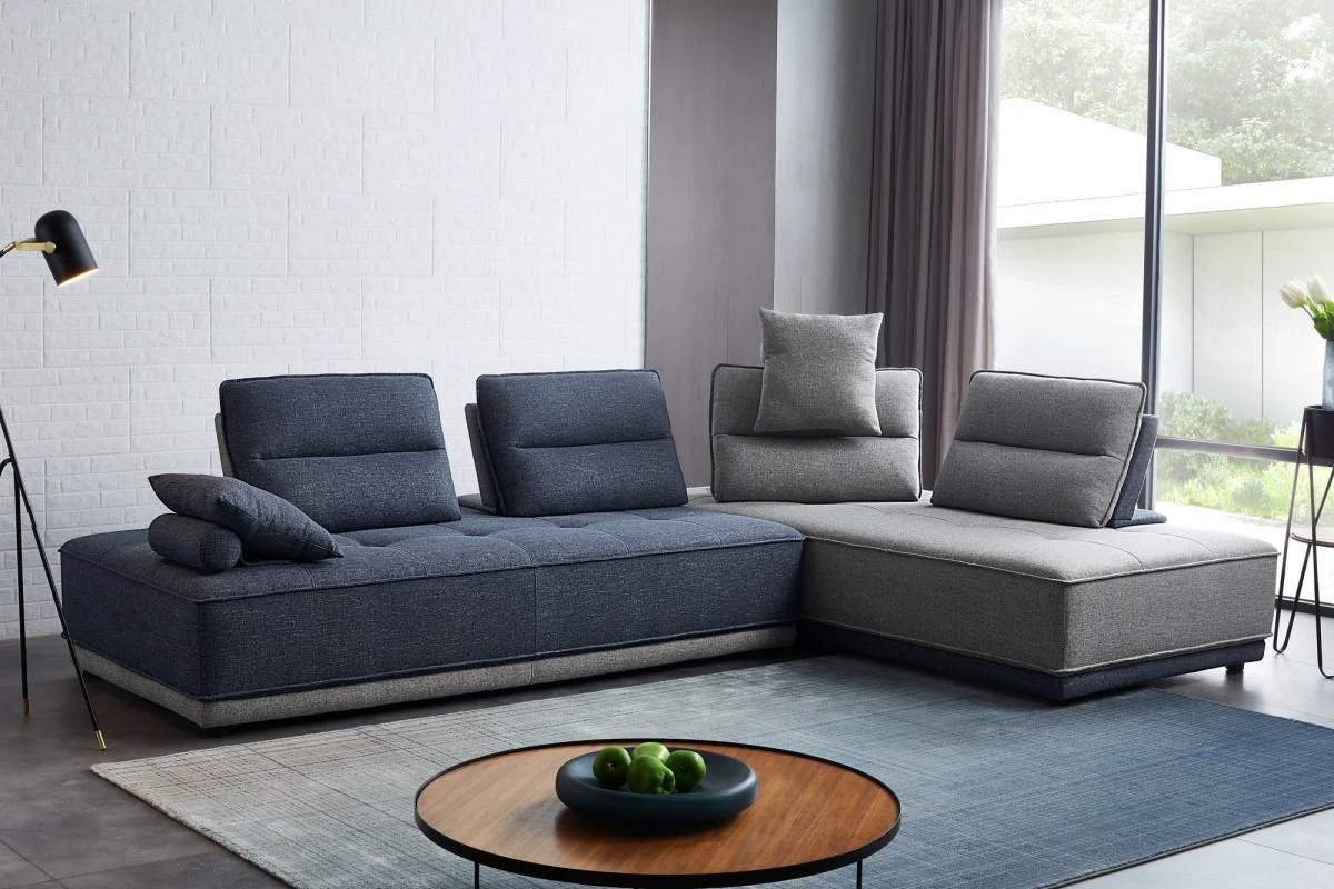 Blue and Gray Ultimate Lounger Modular Sectional Sofa By Homeroots - Image 2