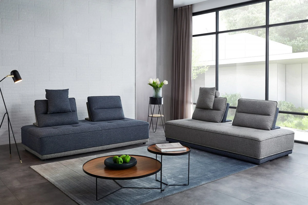Blue and Gray Ultimate Lounger Modular Sectional Sofa By Homeroots - Image 3