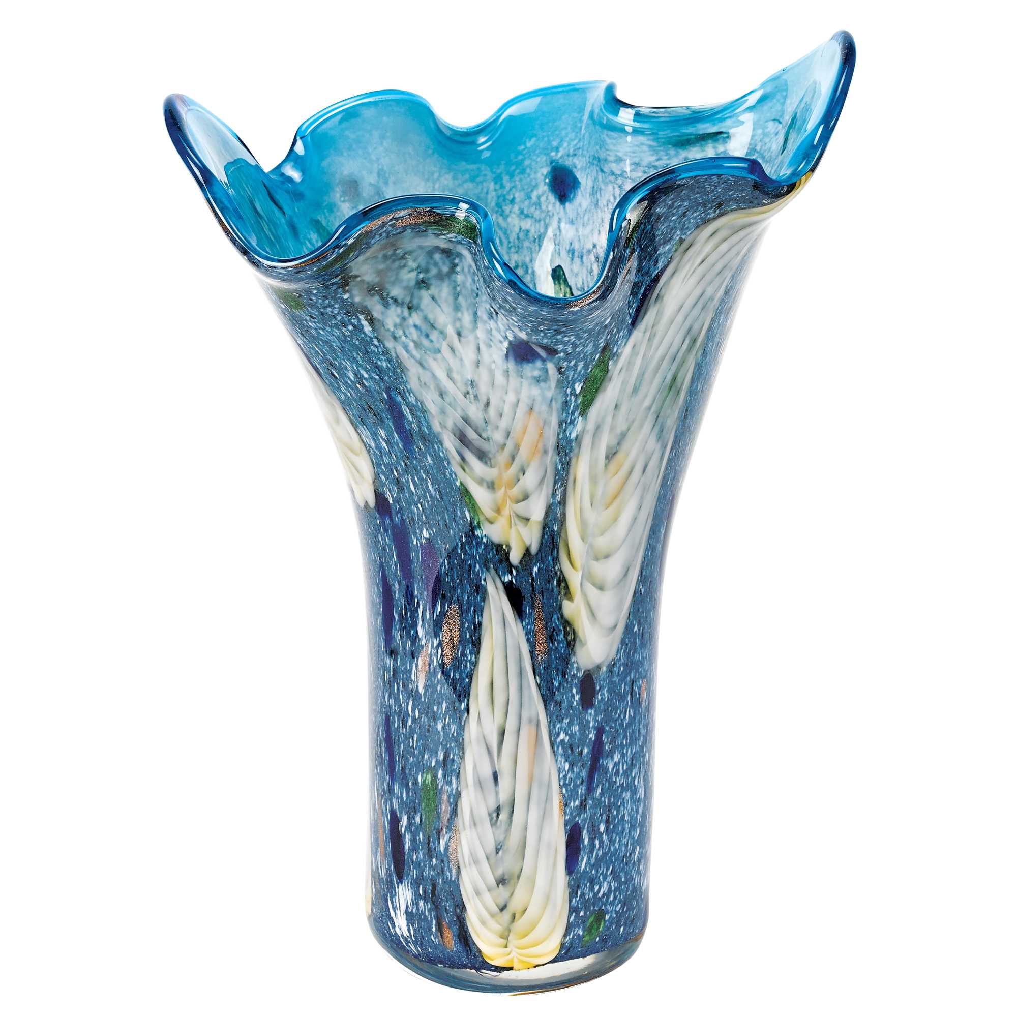 Blue And Green Cylinder Crystal Glass Table Vase By Homeroots - Image 2