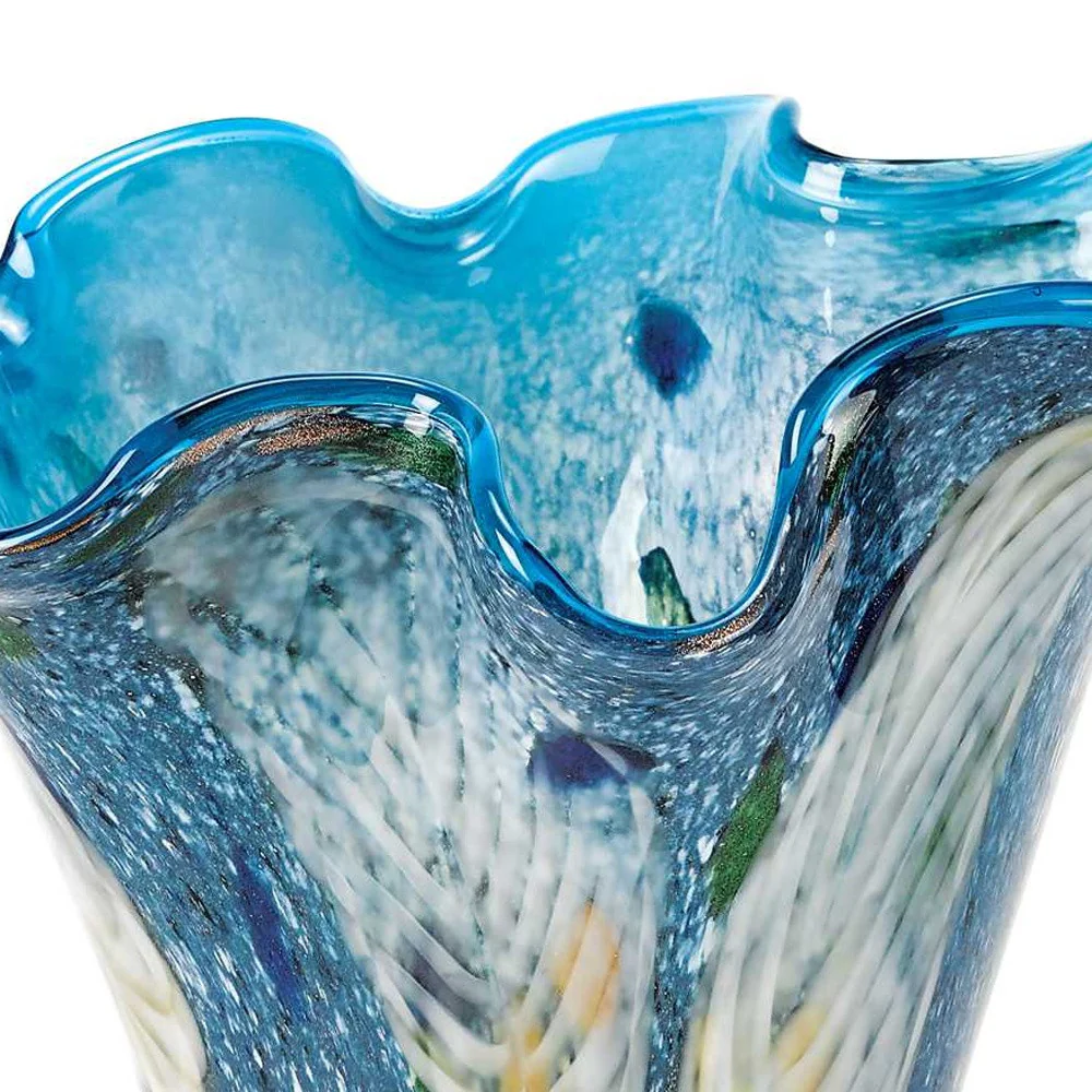 Blue And Green Cylinder Crystal Glass Table Vase By Homeroots - Image 3