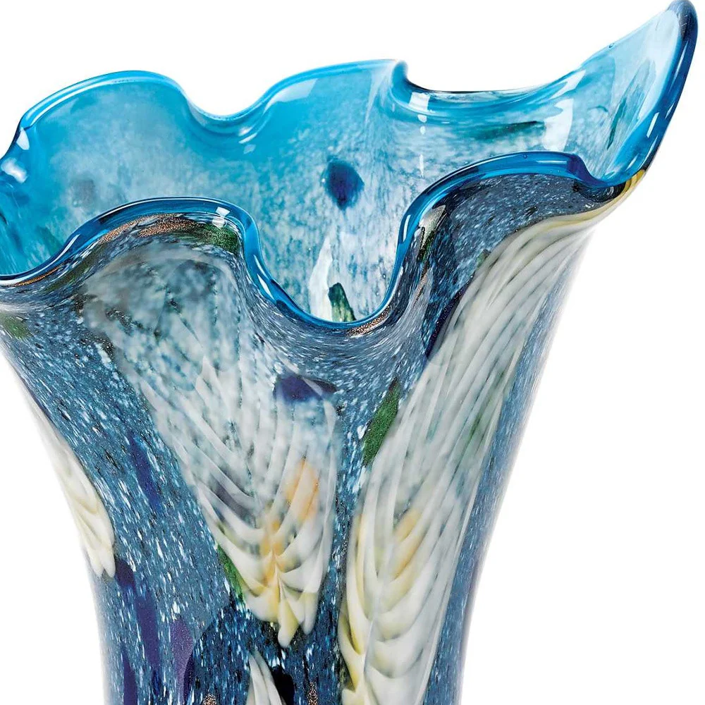 Blue And Green Cylinder Crystal Glass Table Vase By Homeroots - Image 4