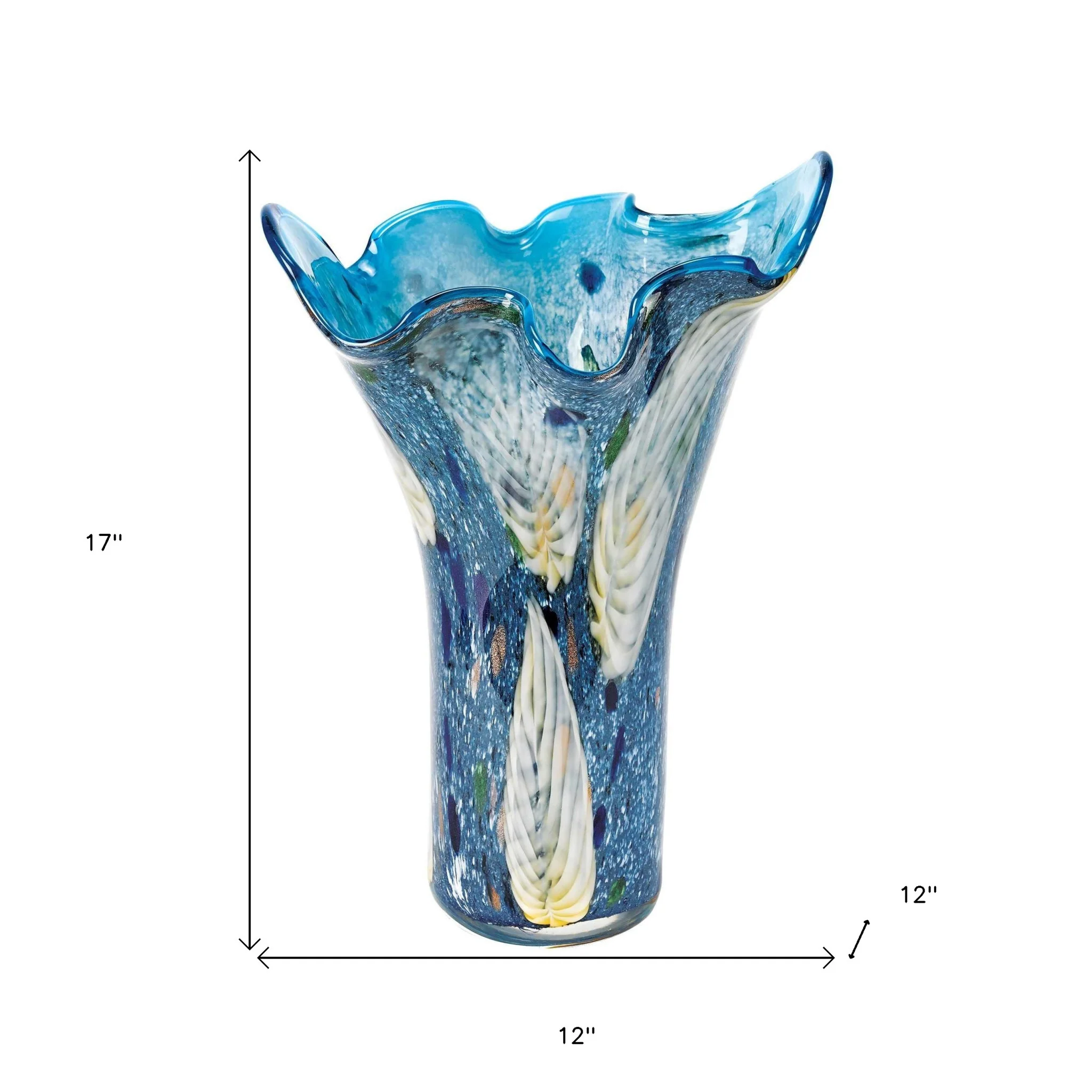 Blue And Green Cylinder Crystal Glass Table Vase By Homeroots - Image 5