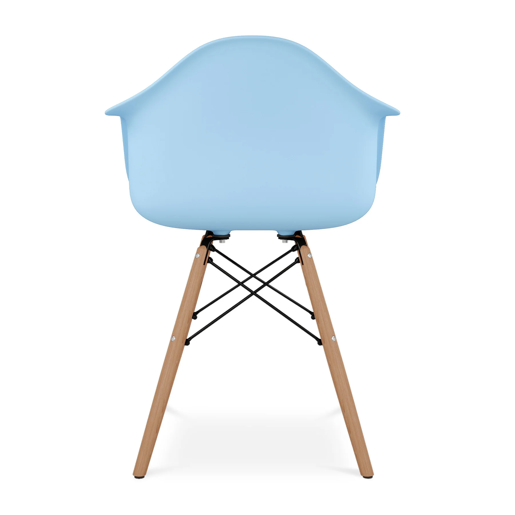 Blue And Natural Heavy Duty Plastic And Solid Wood Dining Arm Chair By Homeroots - Image 4