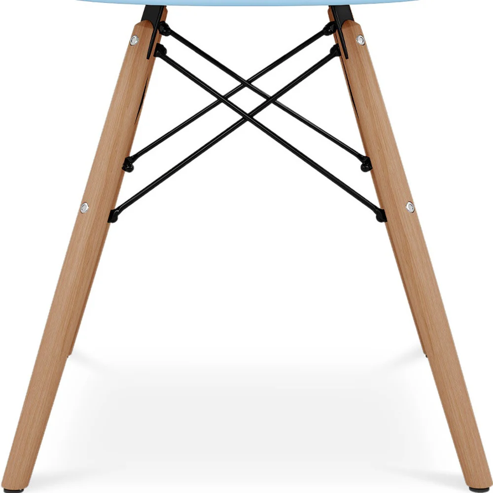 Blue And Natural Heavy Duty Plastic And Solid Wood Dining Arm Chair By Homeroots - Image 5