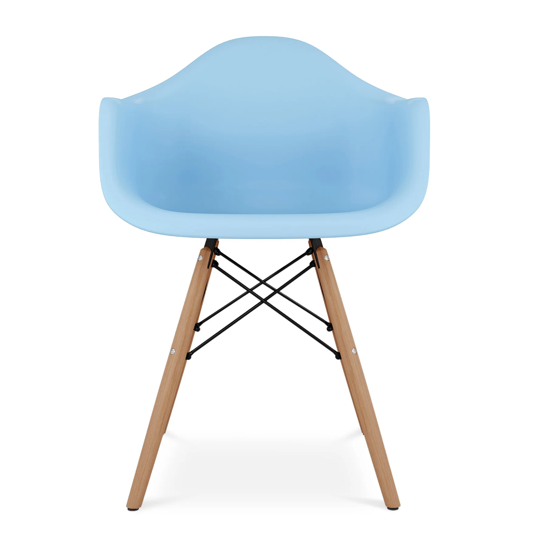 Blue And Natural Heavy Duty Plastic And Solid Wood Dining Arm Chair By Homeroots - Image 6