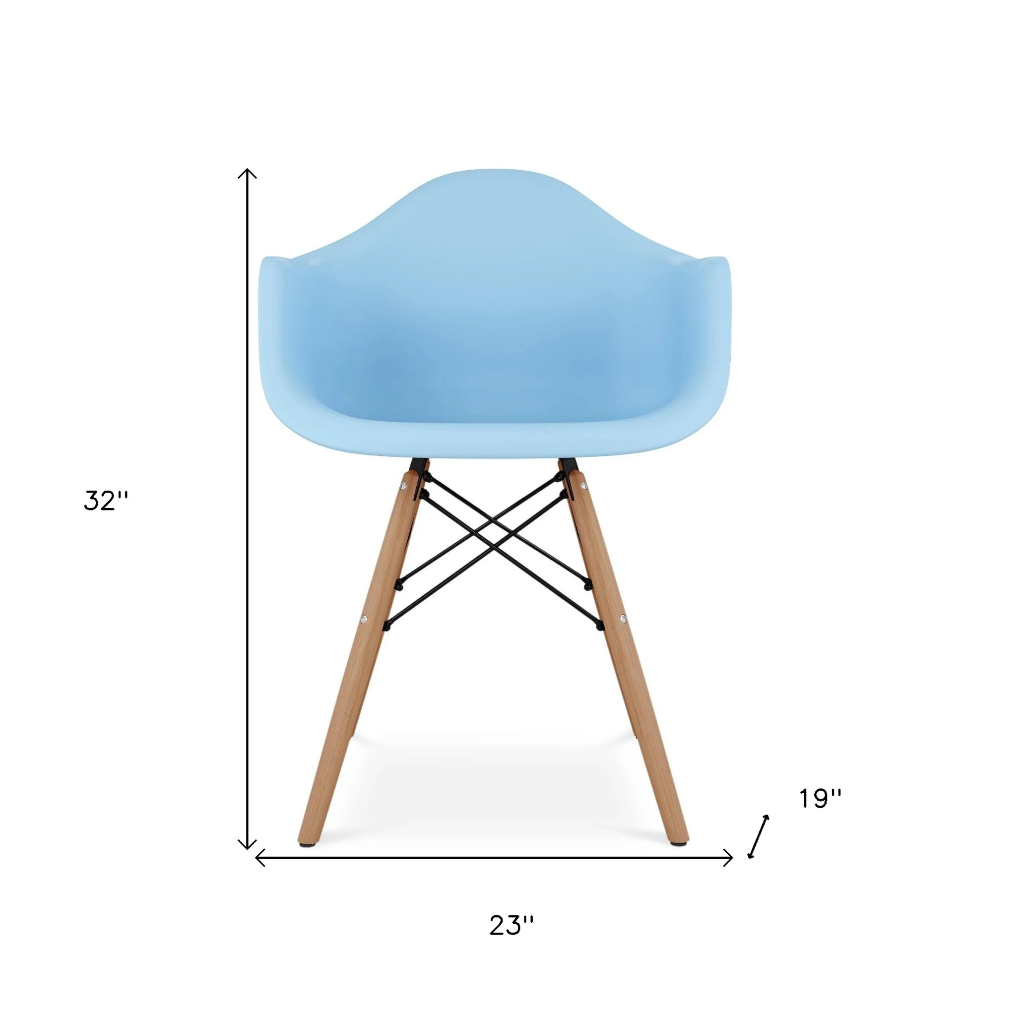 Blue And Natural Heavy Duty Plastic And Solid Wood Dining Arm Chair By Homeroots - Image 8