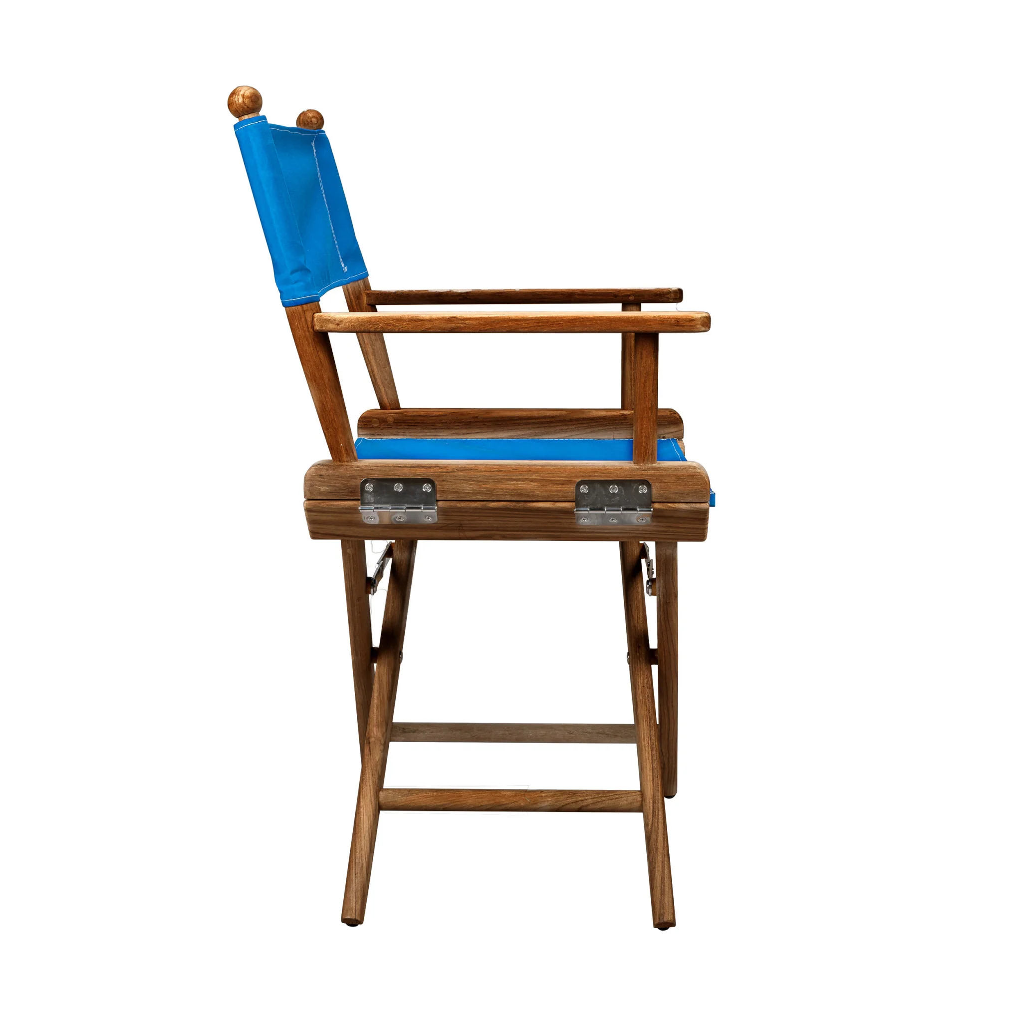 Blue and Natural Wood Solid Wood Indoor Outdoor Director Chair By Homeroots - Image 3