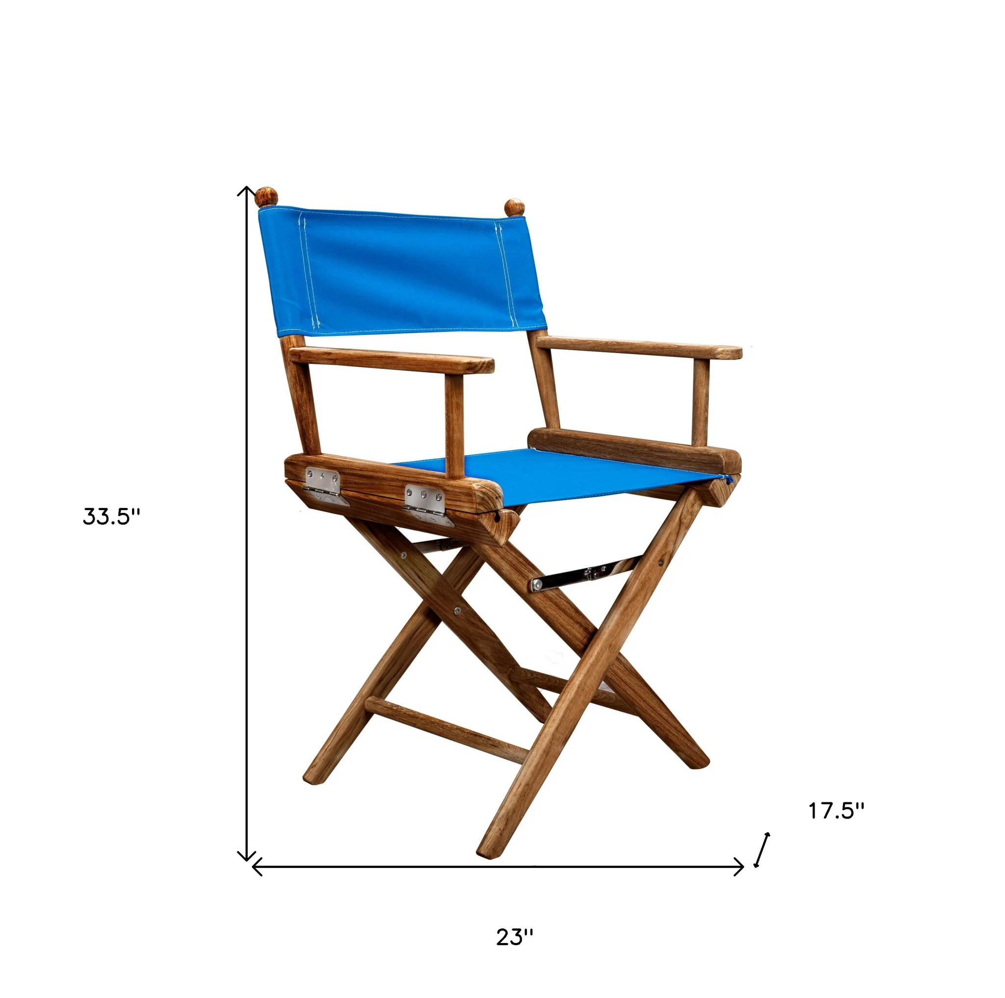 Blue and Natural Wood Solid Wood Indoor Outdoor Director Chair By Homeroots - Image 5