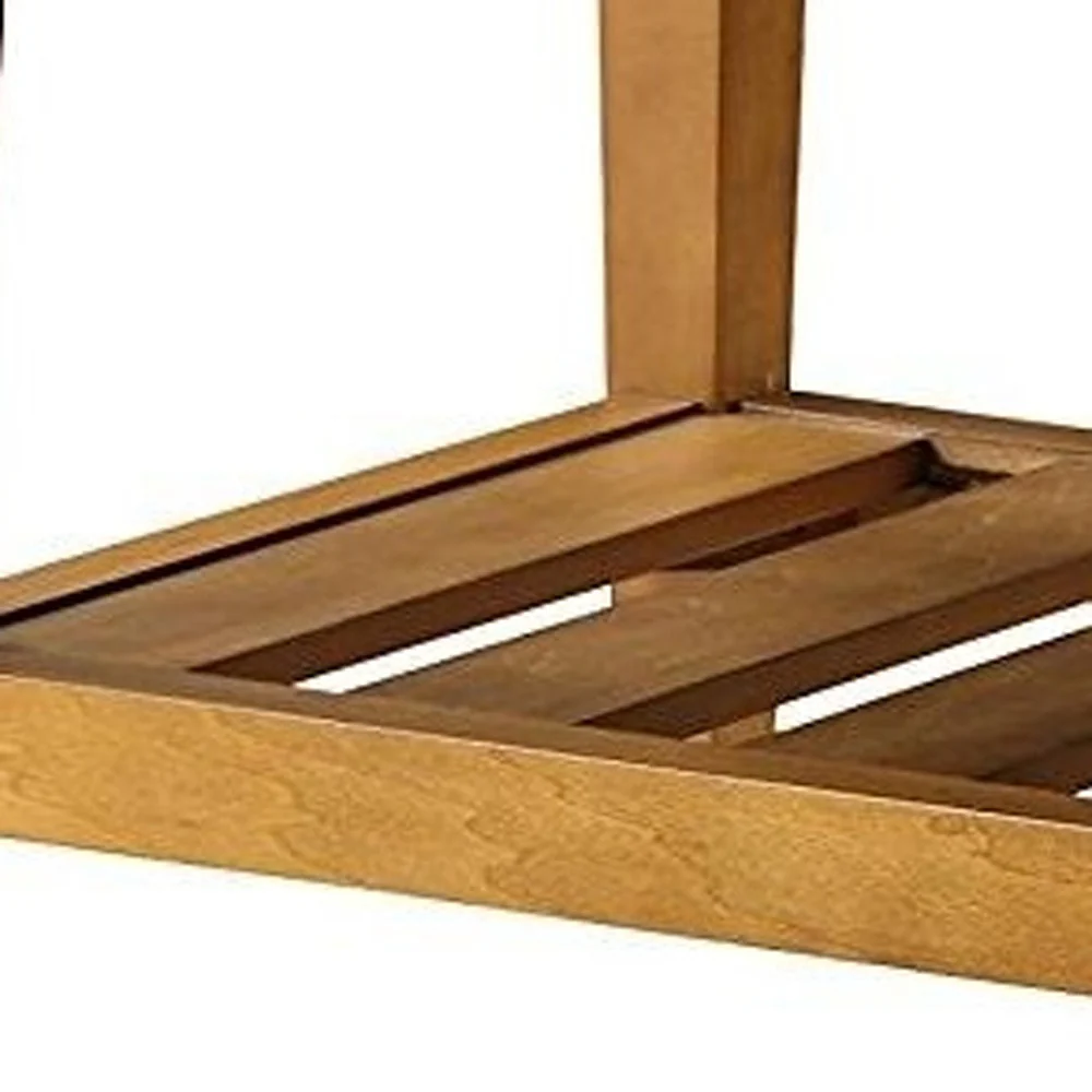 Blue And Oak Simple Bench By Homeroots - Image 3