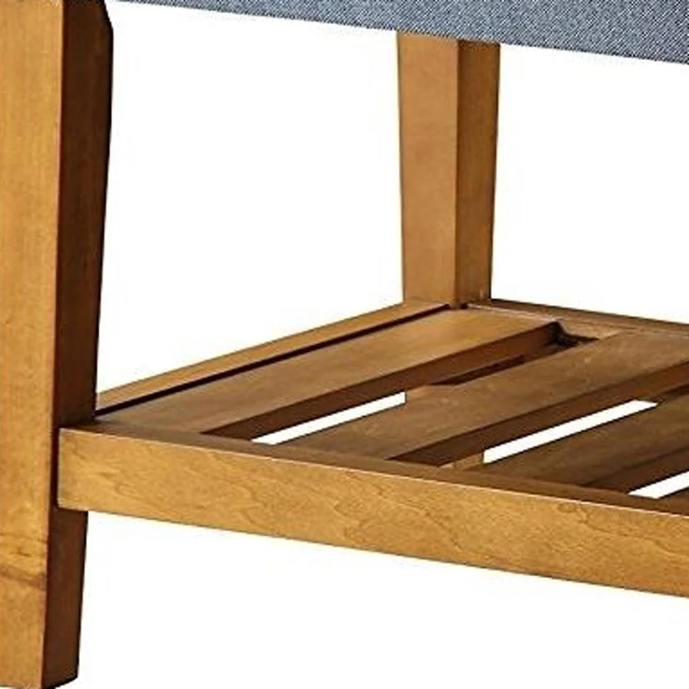 Blue And Oak Simple Bench By Homeroots - Image 4